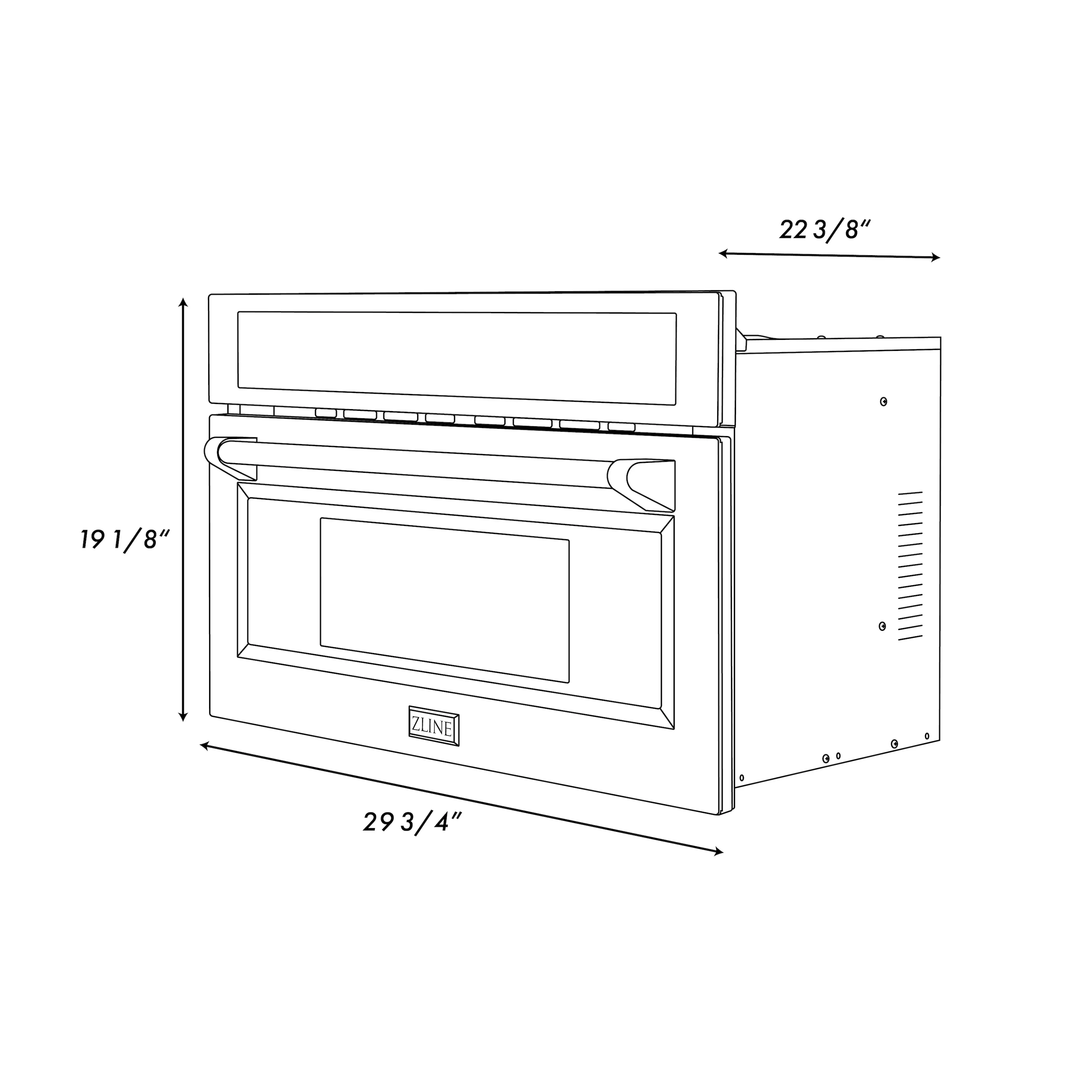 ZLINE Autograph Edition 30” 1.6 cu ft. Built-in Convection Microwave Oven in Stainless Steel and Matte Black Accents (MWOZ-30-MB) - Image 9
