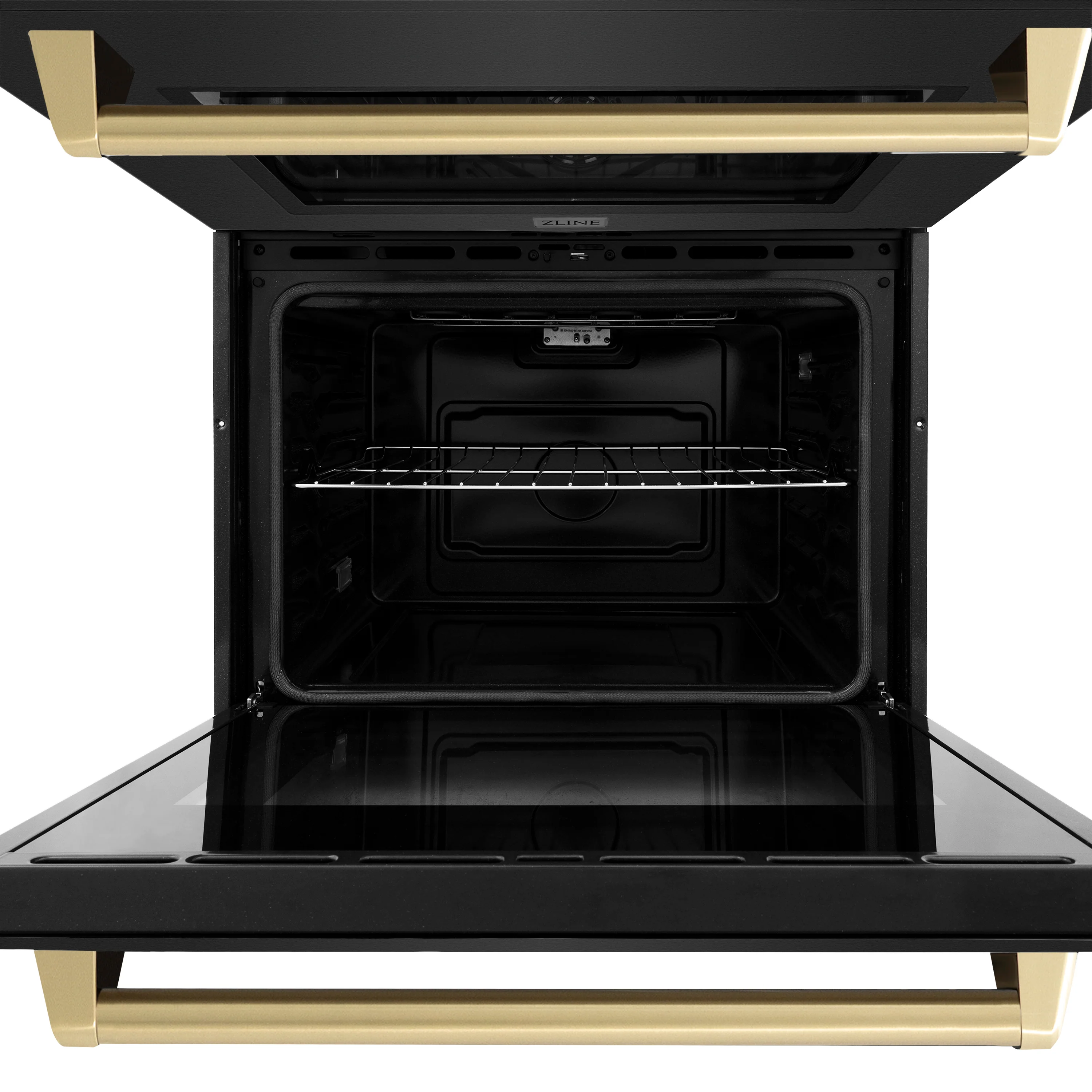 ZLINE 30 in. Autograph Edition Professional True Convection Double Wall Oven with Air Fry and Self Clean in Black Stainless Steel with Champagne Bronze Handles (WADBZ-30-CB) - Image 8