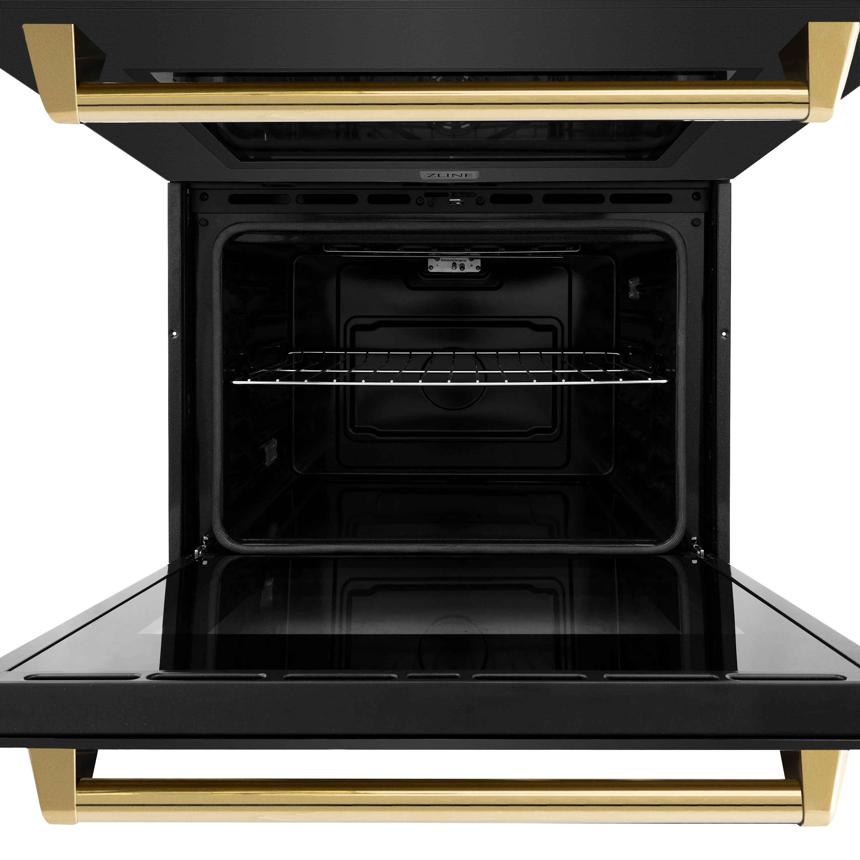 ZLINE 30 in. Autograph Edition Professional True Convection Double Wall Oven with Air Fry and Self Clean in Black Stainless Steel with Polished Gold Handles (WADBZ-30-G) - Image 8