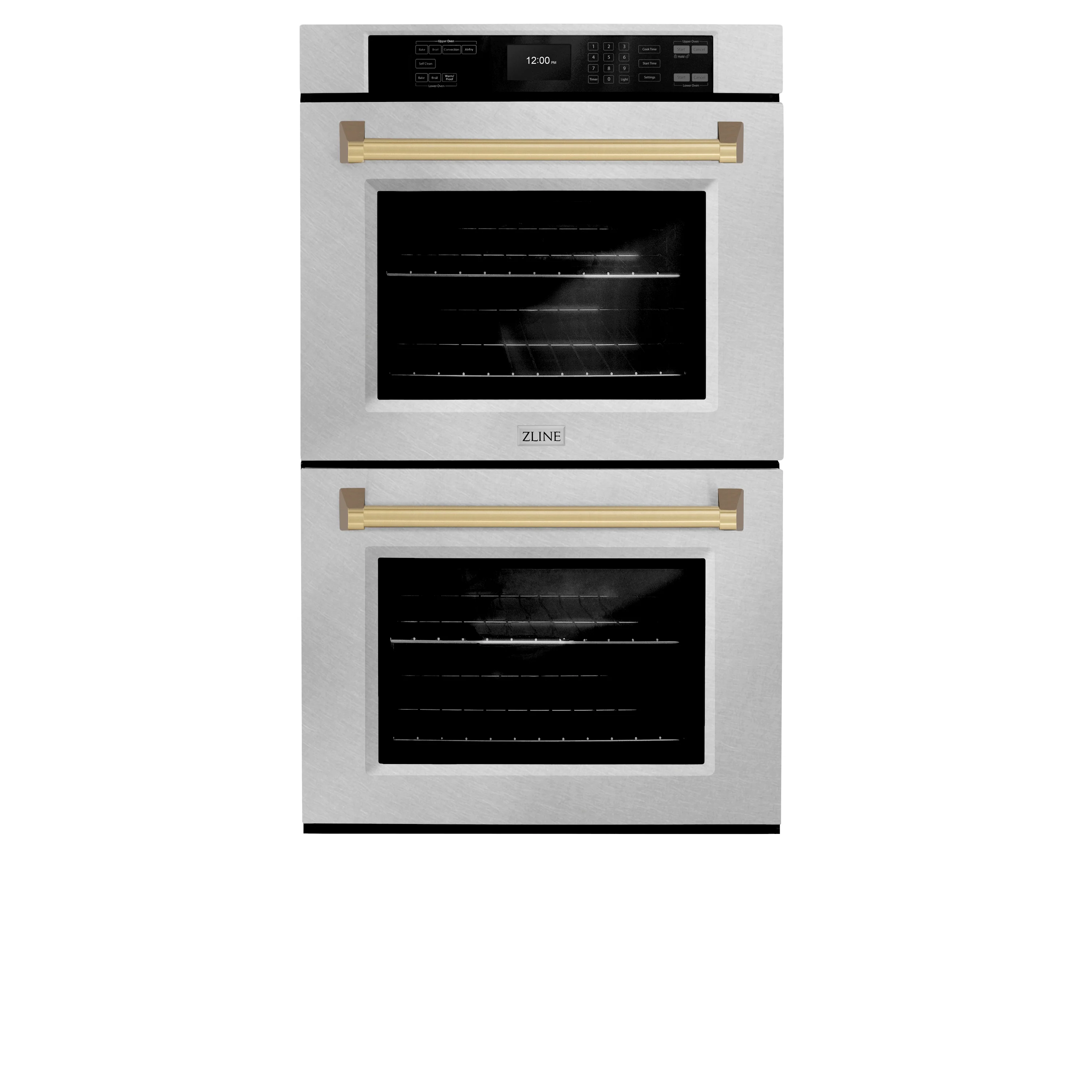 ZLINE 30 in. Autograph Edition Professional True Convection Double Wall Oven with Air Fry and Self Clean in Satin Stainless Steel with Champagne Bronze Handles (WADSZ-30-CB) - Image 4