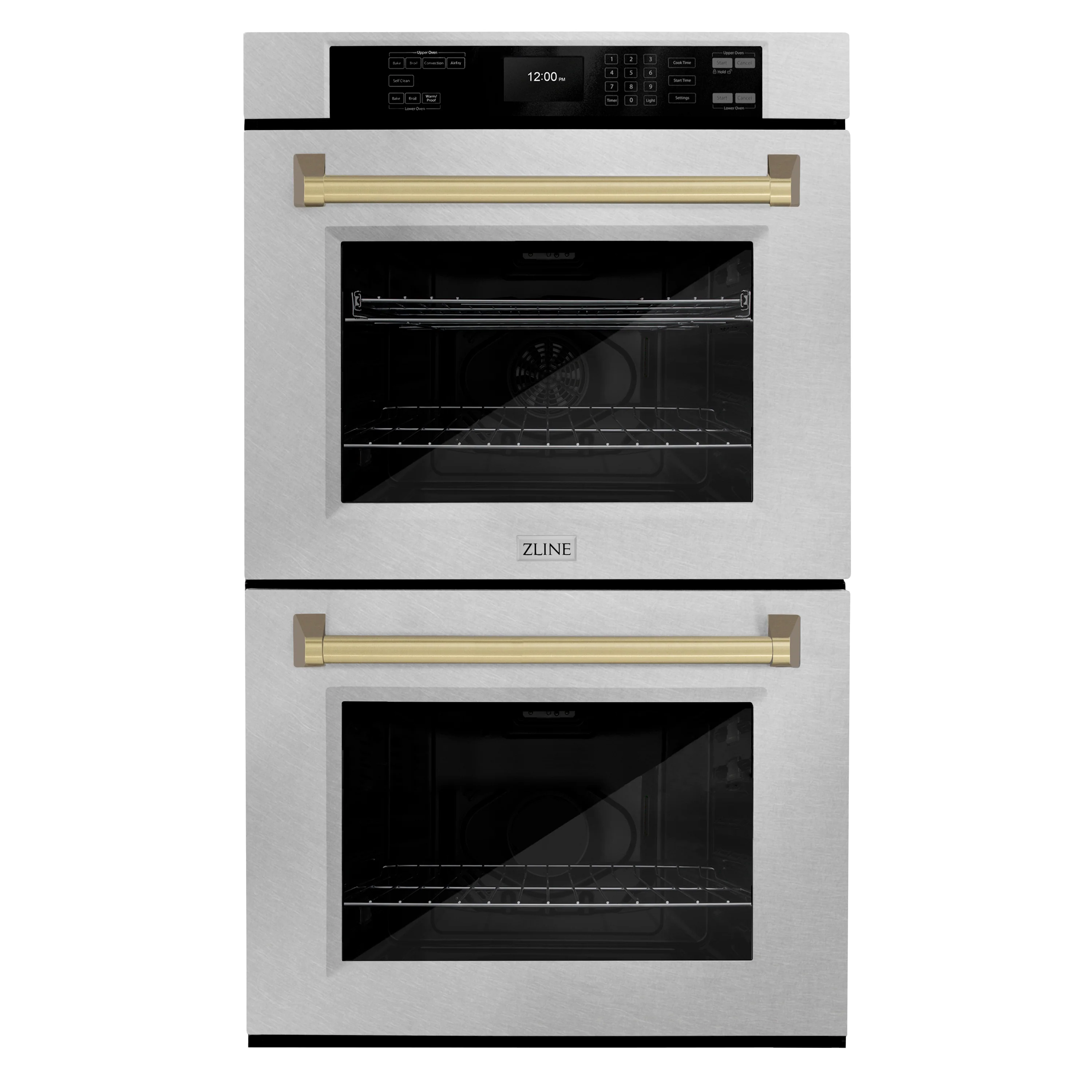 ZLINE 30 in. Autograph Edition Professional True Convection Double Wall Oven with Air Fry and Self Clean in Satin Stainless Steel with Champagne Bronze Handles (WADSZ-30-CB) - Image 6