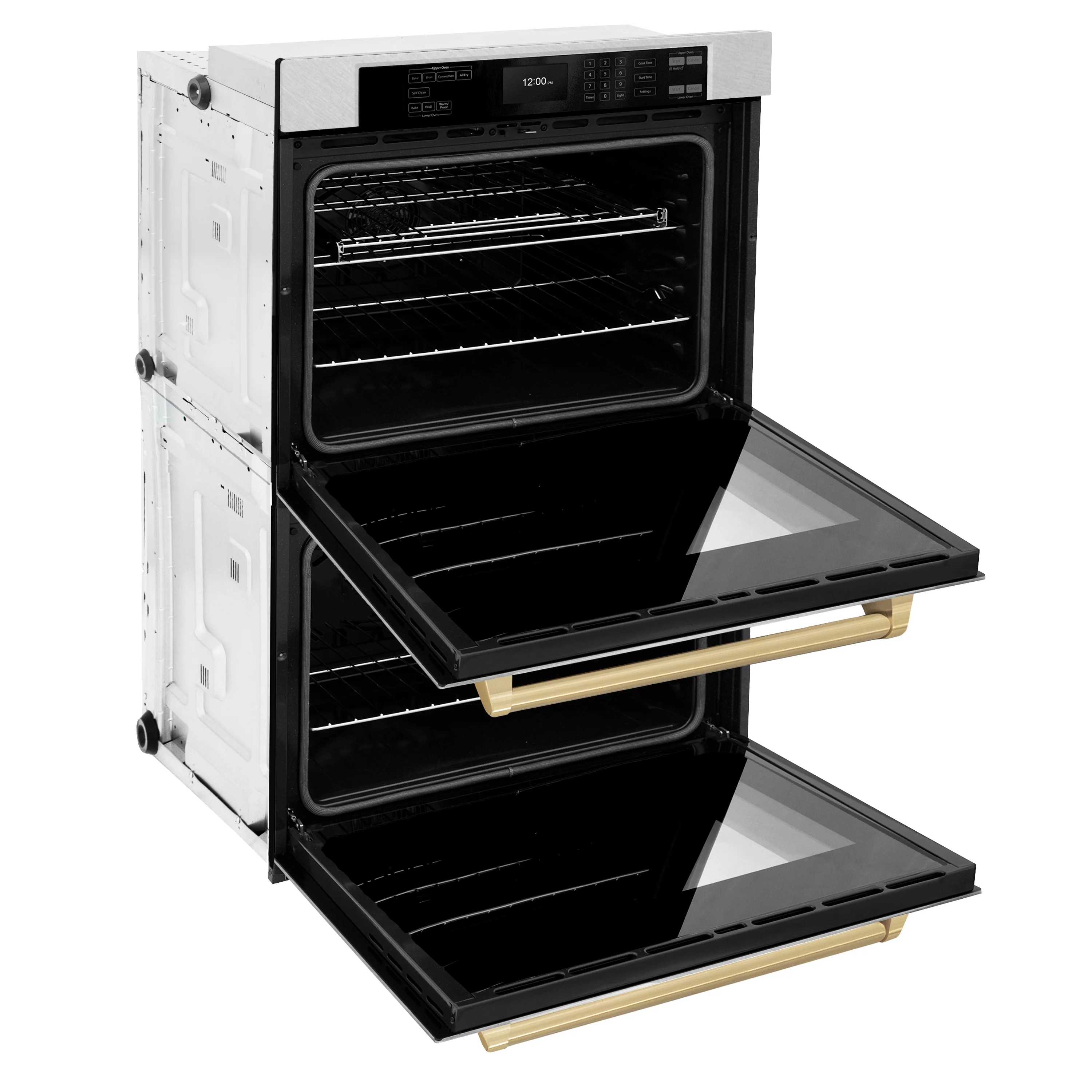 ZLINE 30 in. Autograph Edition Professional True Convection Double Wall Oven with Air Fry and Self Clean in Satin Stainless Steel with Champagne Bronze Handles (WADSZ-30-CB) - Image 7