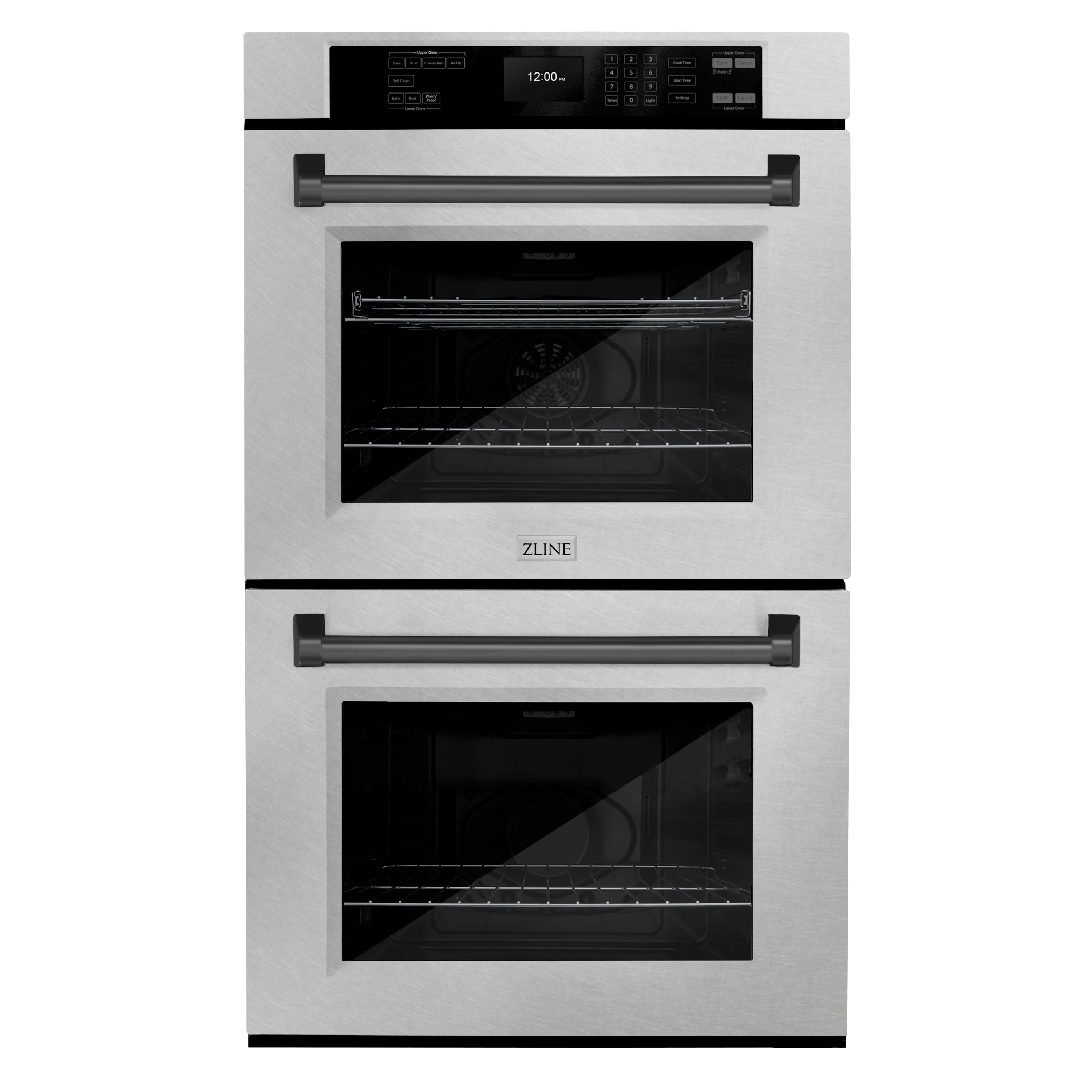 ZLINE 30 in. Autograph Edition Professional True Convection Double Wall Oven with Air Fry and Self Clean in Satin Stainless Steel with Matte Black Handles (WADSZ-30-MB) - Image 4