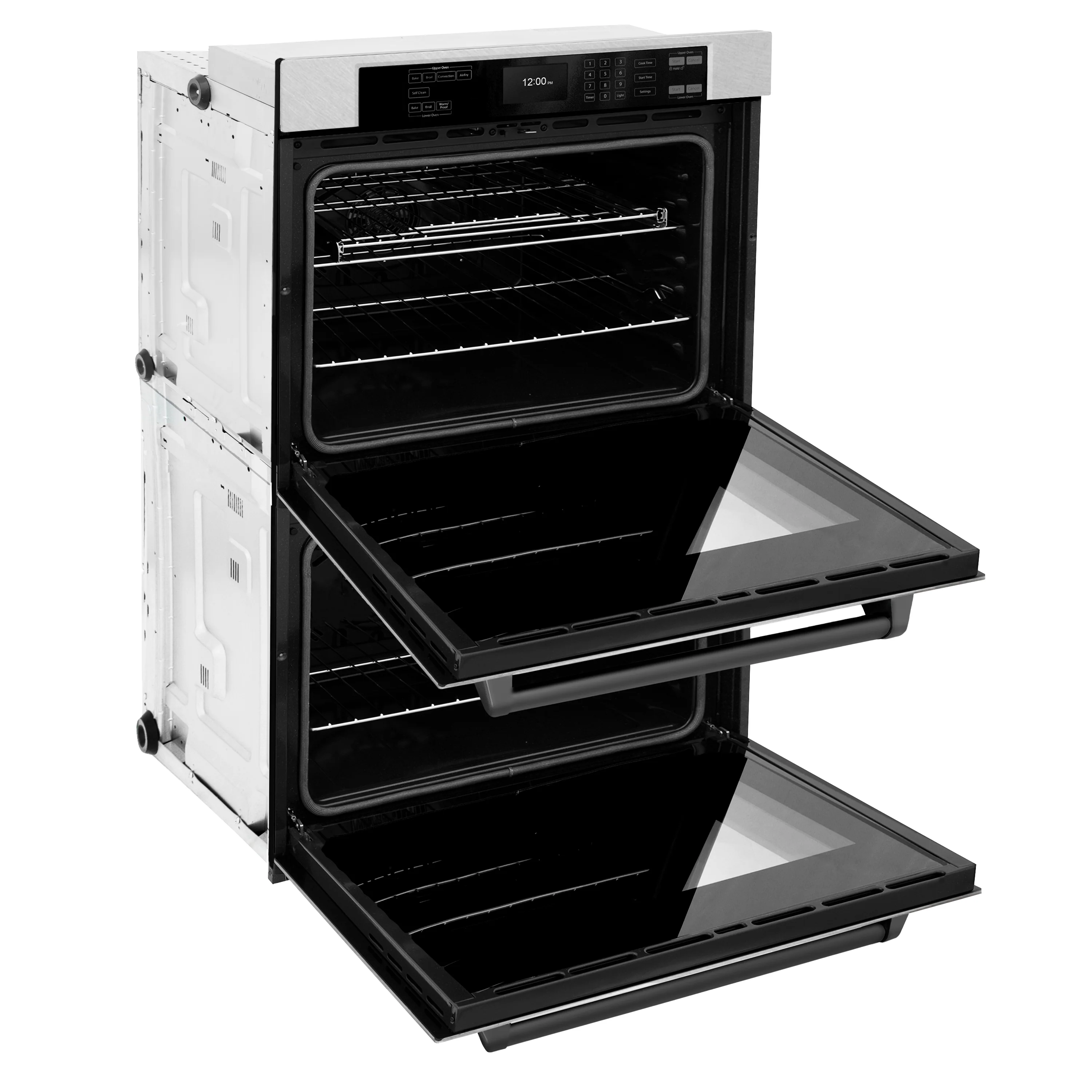 ZLINE 30 in. Autograph Edition Professional True Convection Double Wall Oven with Air Fry and Self Clean in Satin Stainless Steel with Matte Black Handles (WADSZ-30-MB) - Image 7