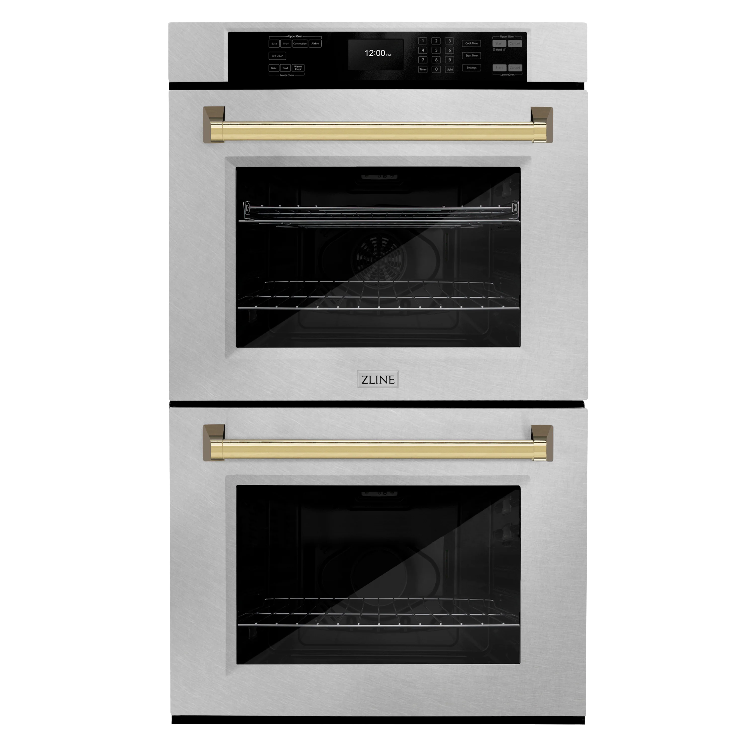 ZLINE 30 in. Autograph Edition Professional True Convection Double Wall Oven with Air Fry and Self Clean in Satin Stainless Steel with Polished Gold Handles (WADSZ-30-G) - Image 4