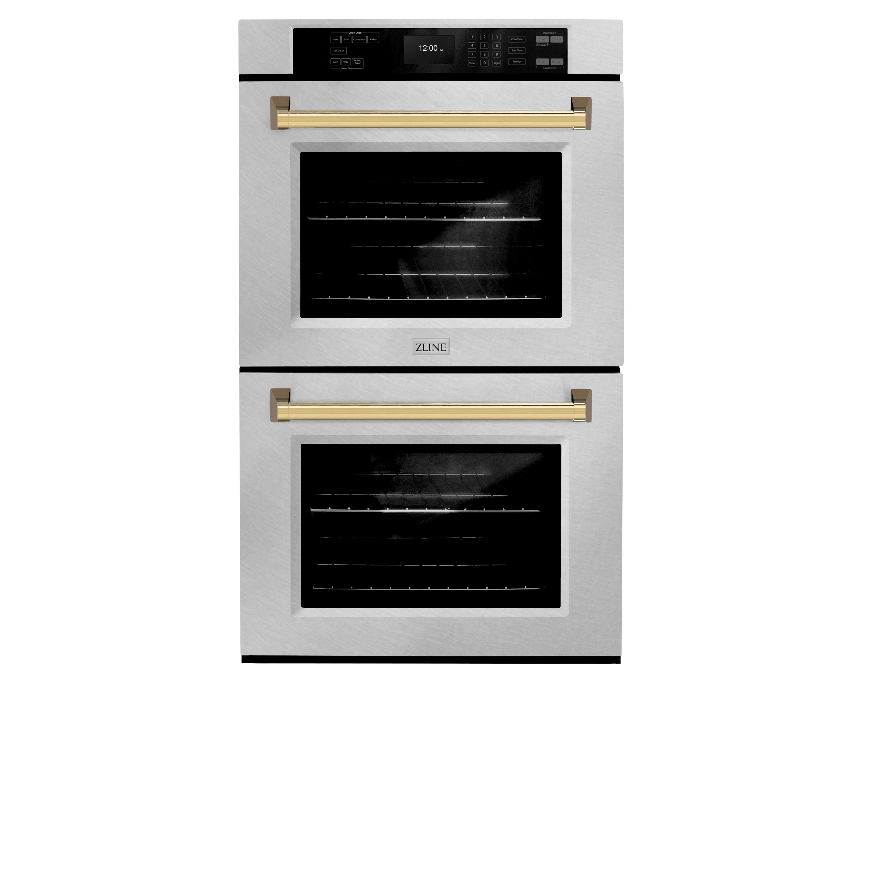 ZLINE 30 in. Autograph Edition Professional True Convection Double Wall Oven with Air Fry and Self Clean in Satin Stainless Steel with Polished Gold Handles (WADSZ-30-G) - Image 5