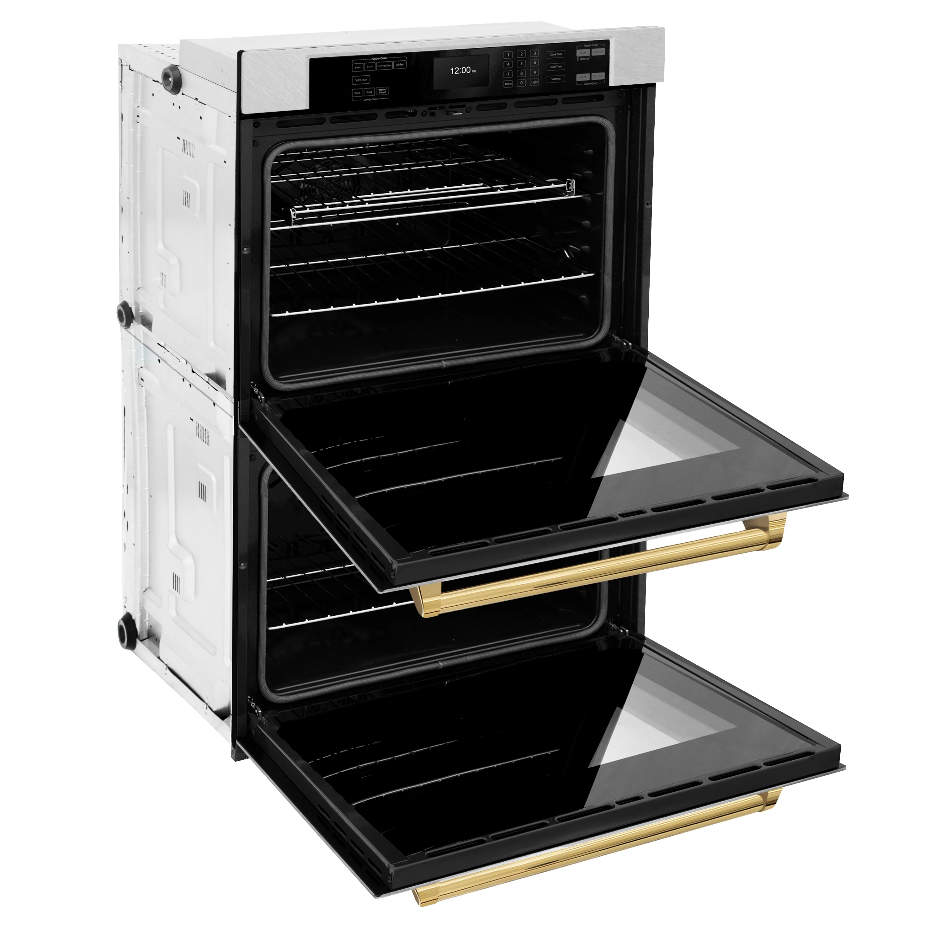 ZLINE 30 in. Autograph Edition Professional True Convection Double Wall Oven with Air Fry and Self Clean in Satin Stainless Steel with Polished Gold Handles (WADSZ-30-G) - Image 7