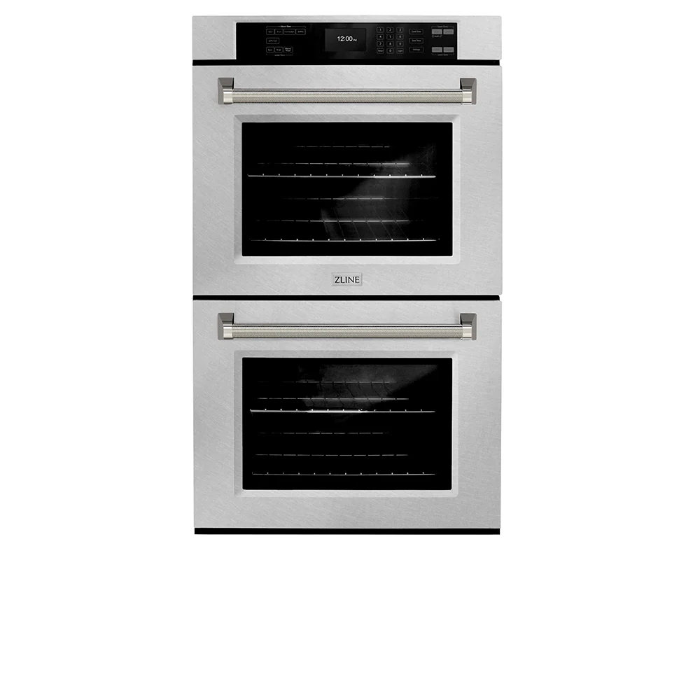ZLINE Autograph Edition 30 in. Professional True Convection Double Wall Oven with Air Fry and Self Clean in Satin Stainless Steel with Polished Nickel Helix Handles (WADSZ-30-KPN) - Image 4