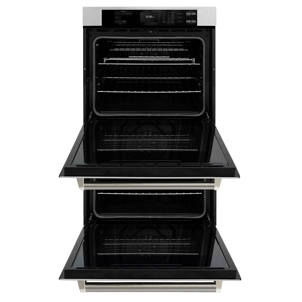 ZLINE Autograph Edition 30 in. Professional True Convection Double Wall Oven with Air Fry and Self Clean in Satin Stainless Steel with Polished Nickel Helix Handles (WADSZ-30-KPN) - Image 5