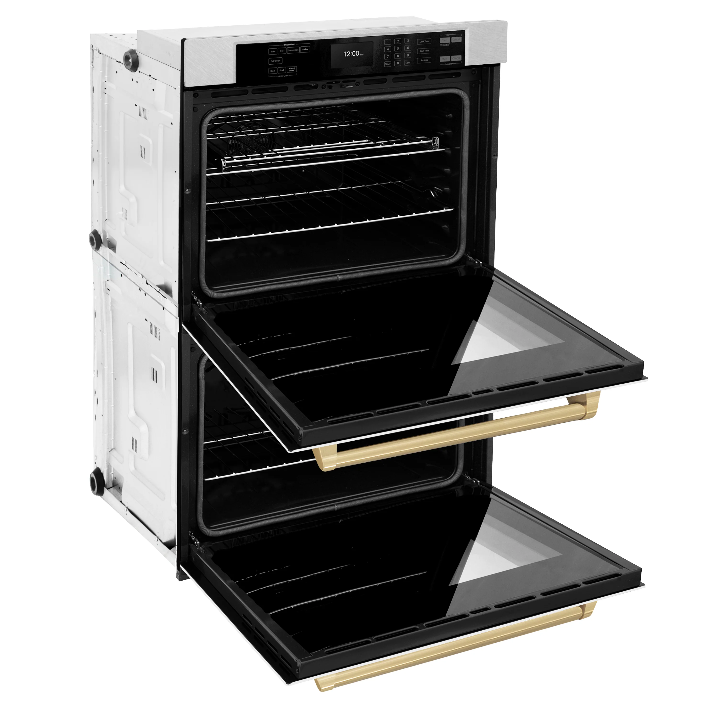 ZLINE 30 in. Autograph Edition Professional True Convection Double Wall Oven with Air Fry and Self Clean in Satin Stainless Steel with White Matte Doors and Champagne Bronze Handles (WADSZ-WM-30-CB) - Image 7