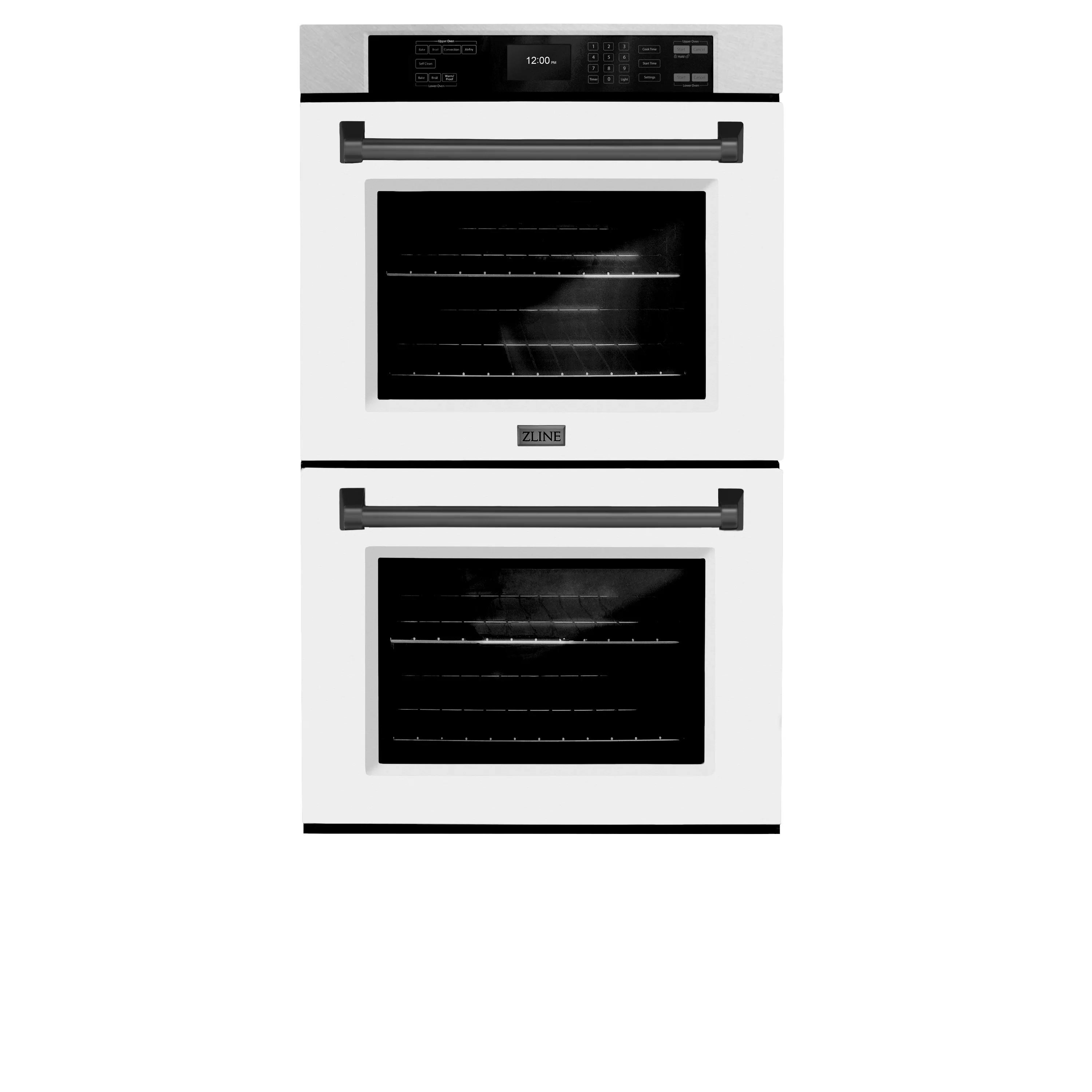 ZLINE 30 in. Autograph Edition Professional True Convection Double Wall Oven with Air Fry and Self Clean in Satin Stainless Steel with White Matte Doors and Matte Black Handles (WADSZ-WM-30-MB) - Image 3