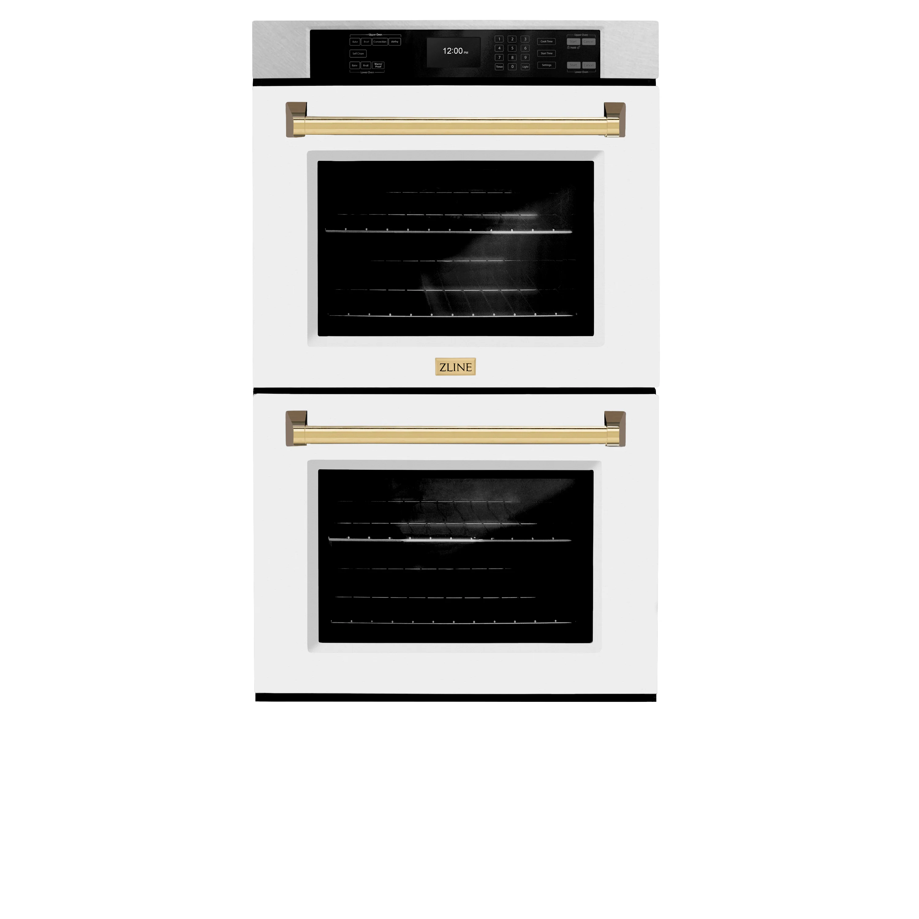 ZLINE 30 in. Autograph Edition Professional True Convection Double Wall Oven with Air Fry and Self Clean in Satin Stainless Steel with White Matte Doors and Polished Gold Handles (WADSZ-WM-30-G) - Image 3