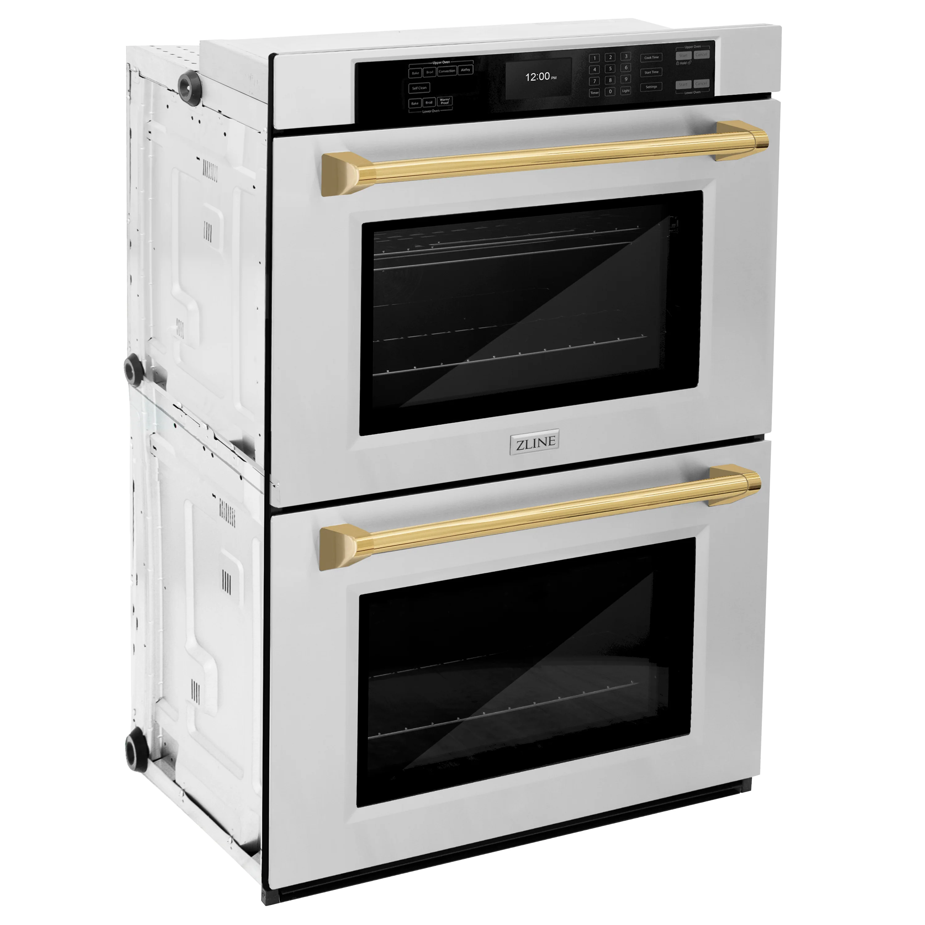 ZLINE 30 in. Autograph Edition Professional True Convection Double Wall Oven with Air Fry and Self Clean in Stainless Steel with Polished Gold Handles (WADZ-30-G) - Image 6