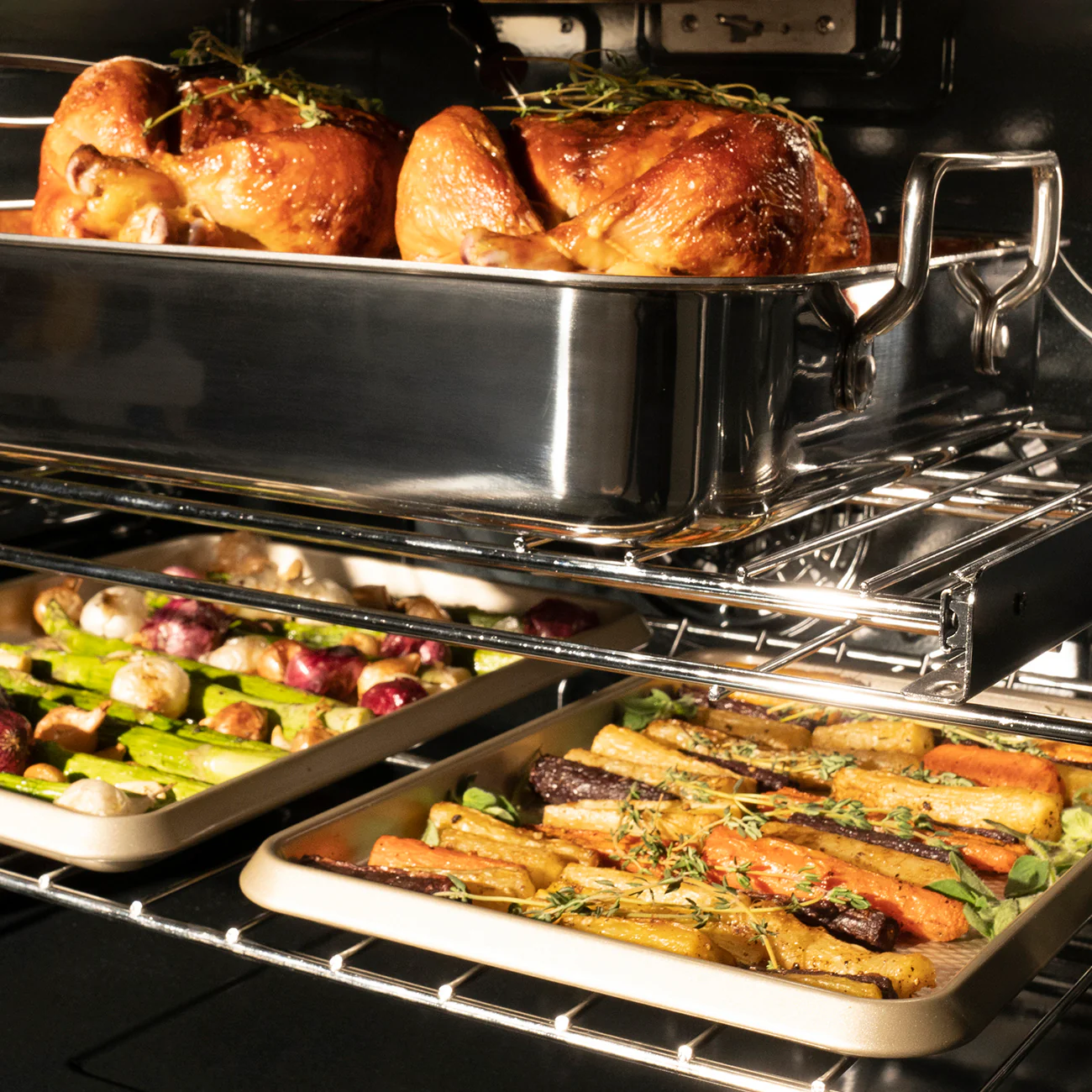 ZLINE 30 in. Autograph Edition Professional True Convection Double Wall Oven with Air Fry and Self Clean in Stainless Steel with White Matte Doors and Champagne Bronze Handles (WADZ-WM-30-CB) - Image 16