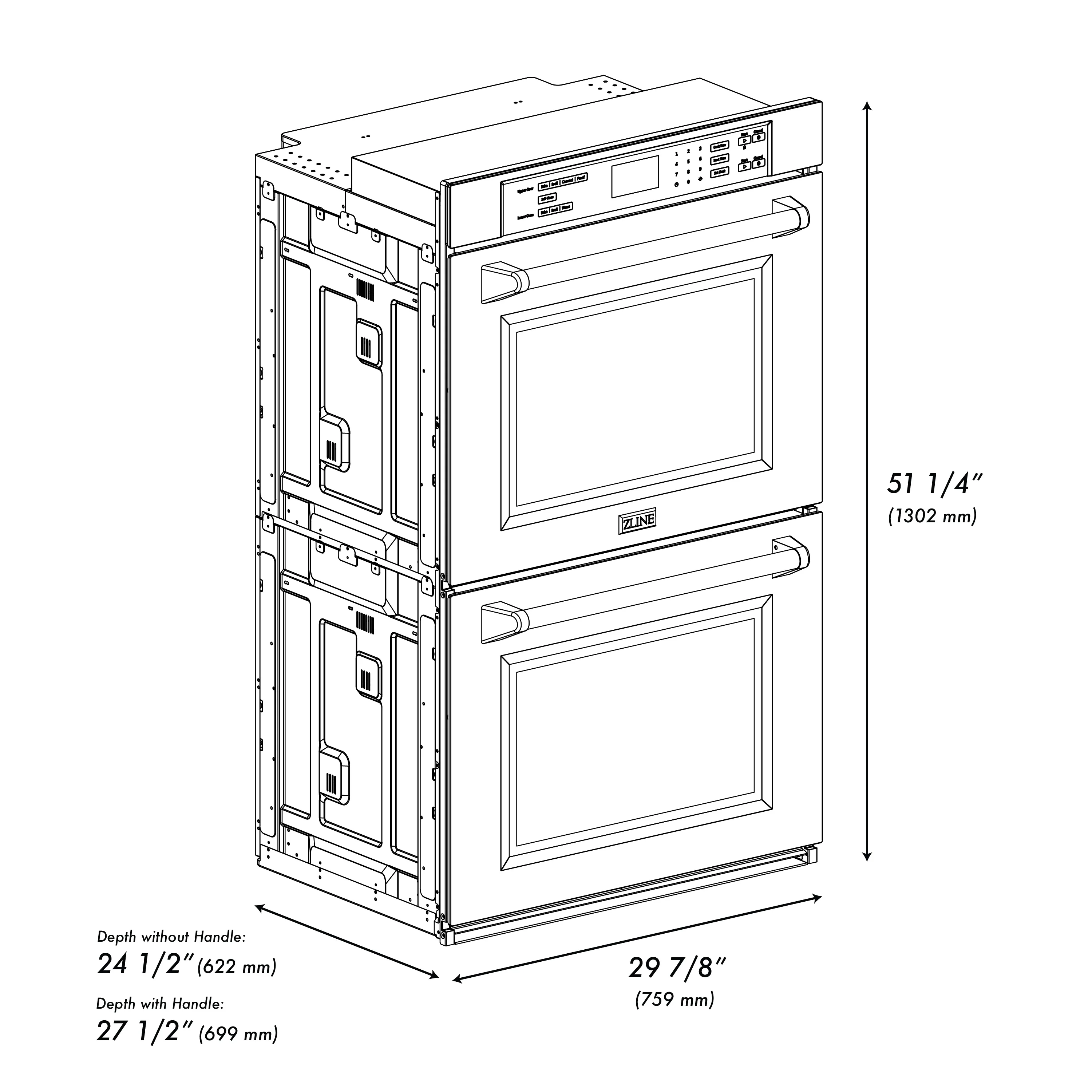 ZLINE 30 in. Autograph Edition Professional True Convection Double Wall Oven with Air Fry and Self Clean in Stainless Steel with White Matte Doors and Champagne Bronze Handles (WADZ-WM-30-CB) - Image 18