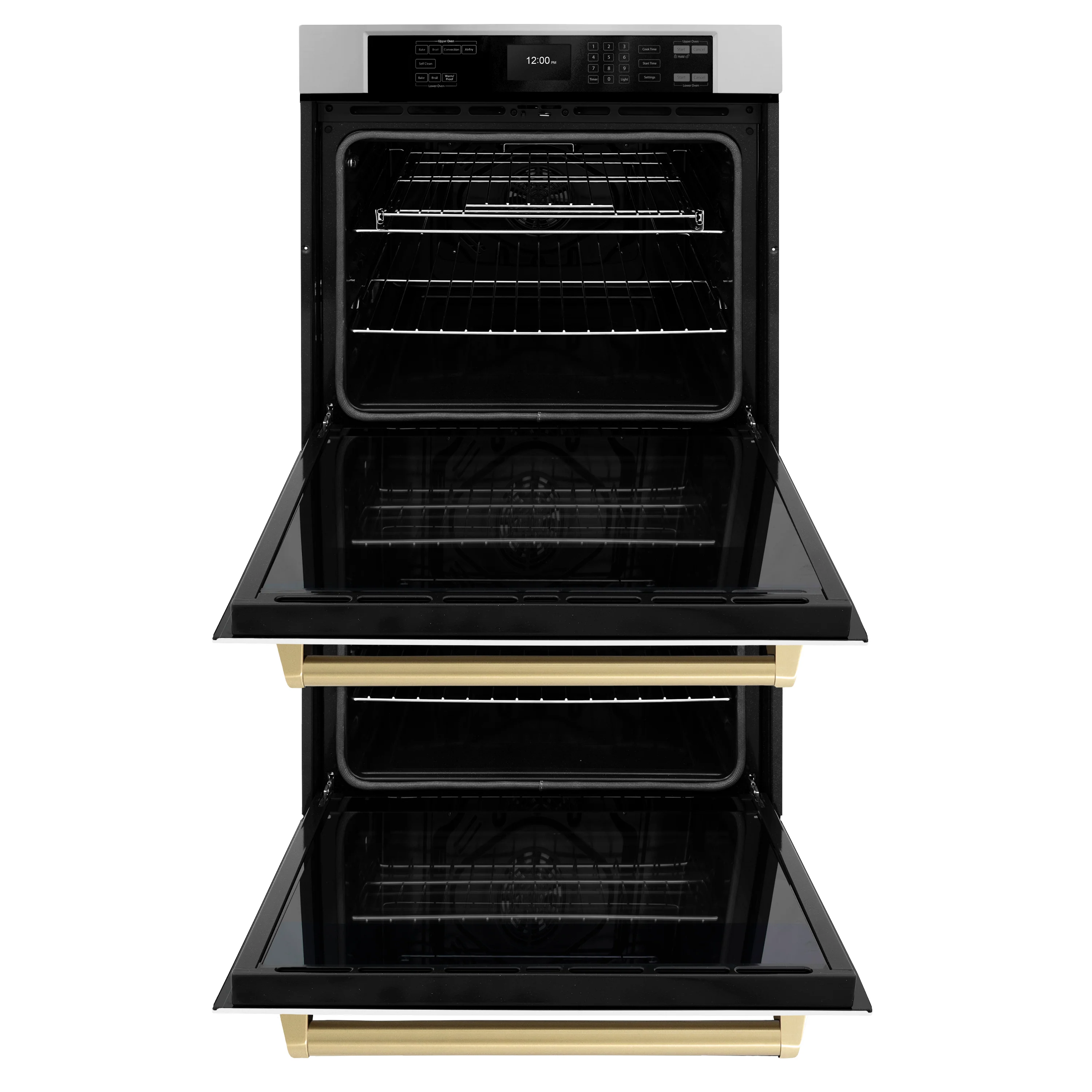 ZLINE 30 in. Autograph Edition Professional True Convection Double Wall Oven with Air Fry and Self Clean in Stainless Steel with White Matte Doors and Champagne Bronze Handles (WADZ-WM-30-CB) - Image 4