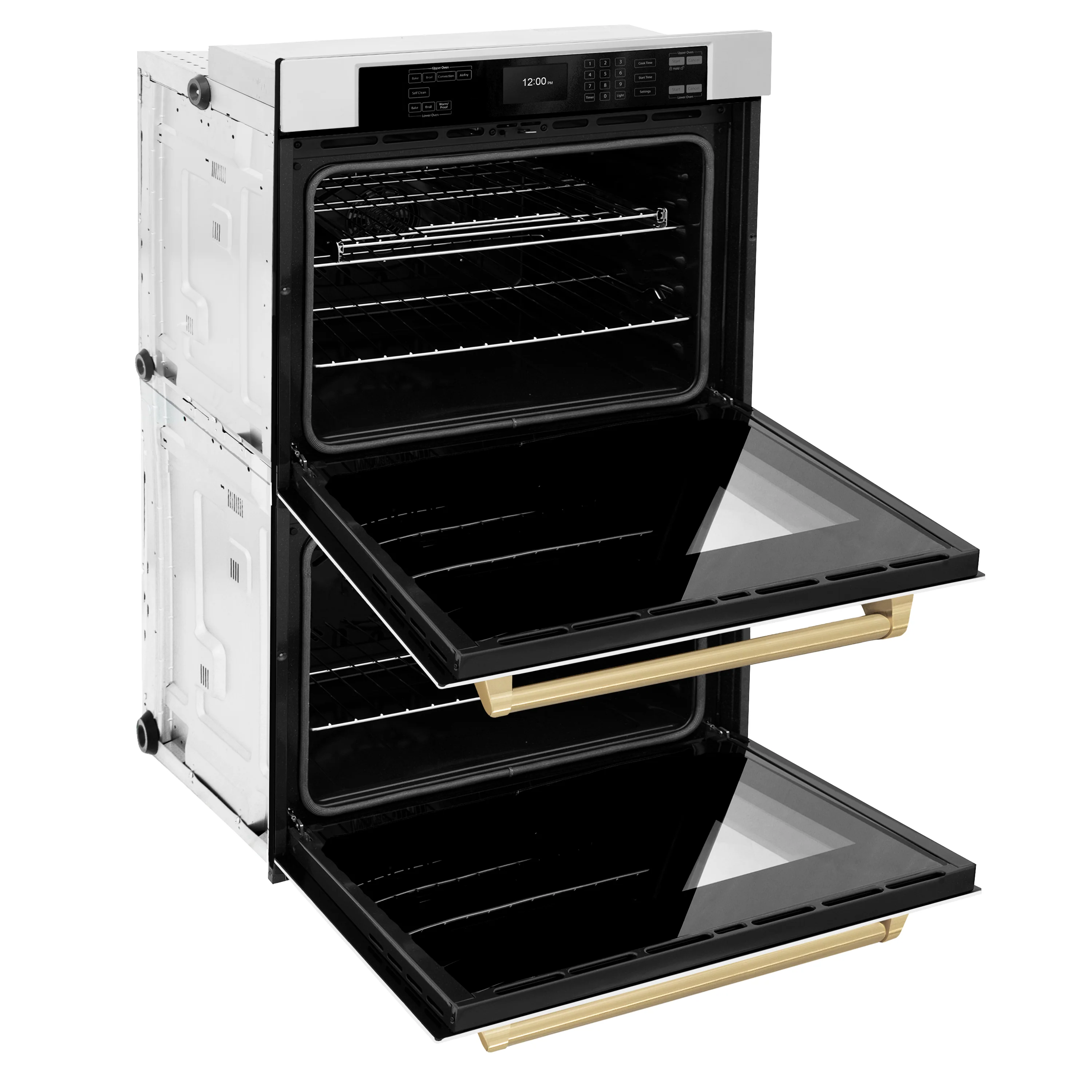 ZLINE 30 in. Autograph Edition Professional True Convection Double Wall Oven with Air Fry and Self Clean in Stainless Steel with White Matte Doors and Champagne Bronze Handles (WADZ-WM-30-CB) - Image 6