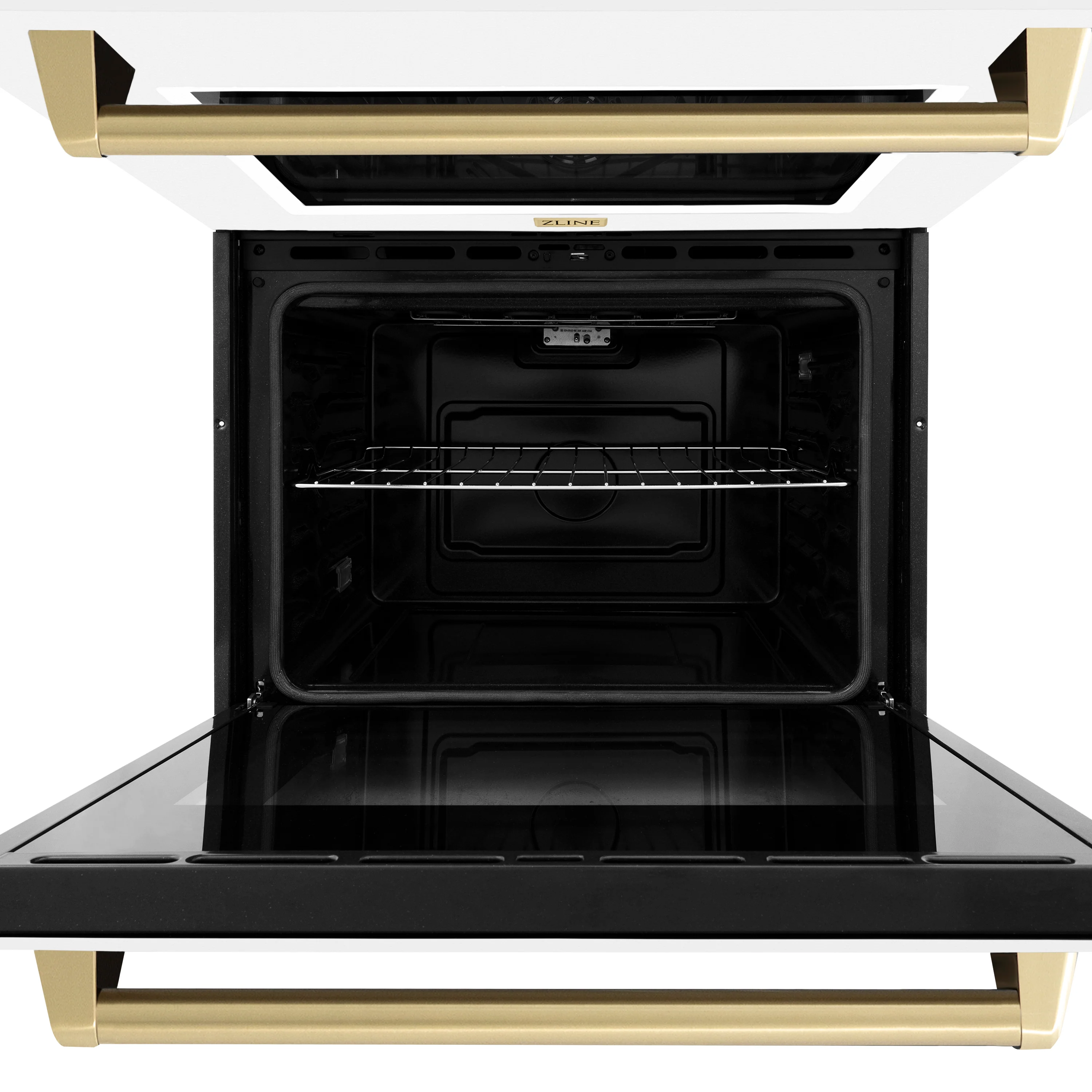 ZLINE 30 in. Autograph Edition Professional True Convection Double Wall Oven with Air Fry and Self Clean in Stainless Steel with White Matte Doors and Champagne Bronze Handles (WADZ-WM-30-CB) - Image 8