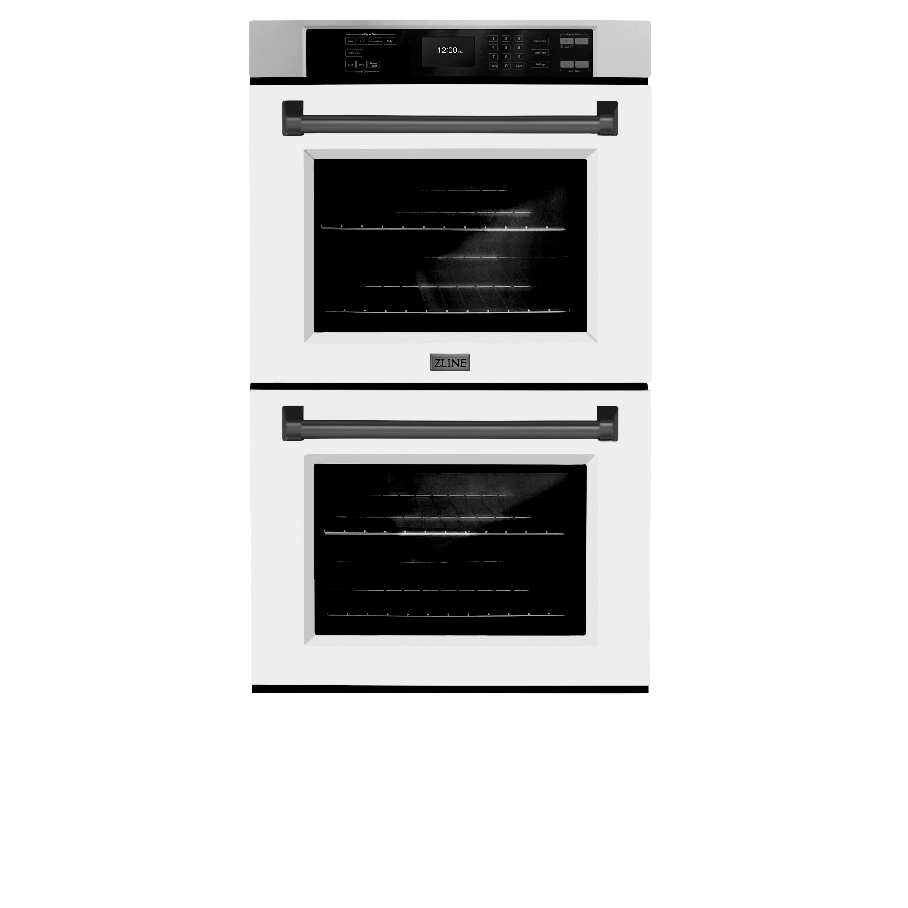 ZLINE 30 in. Autograph Edition Professional True Convection Double Wall Oven with Air Fry and Self Clean in Stainless Steel with White Matte Doors and Matte Black Handles (WADZ-WM-30-MB) - Image 3