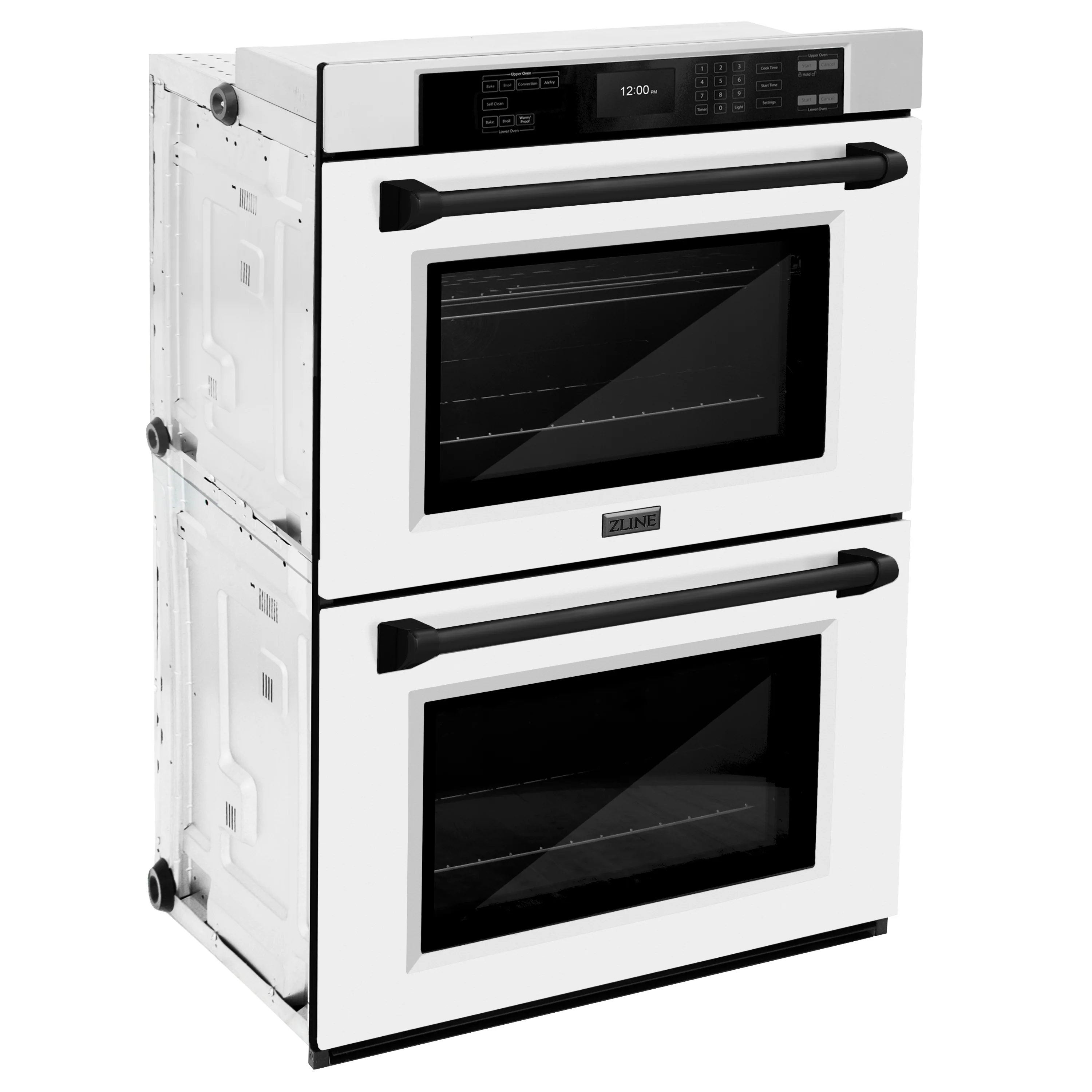 ZLINE 30 in. Autograph Edition Professional True Convection Double Wall Oven with Air Fry and Self Clean in Stainless Steel with White Matte Doors and Matte Black Handles (WADZ-WM-30-MB) - Image 6