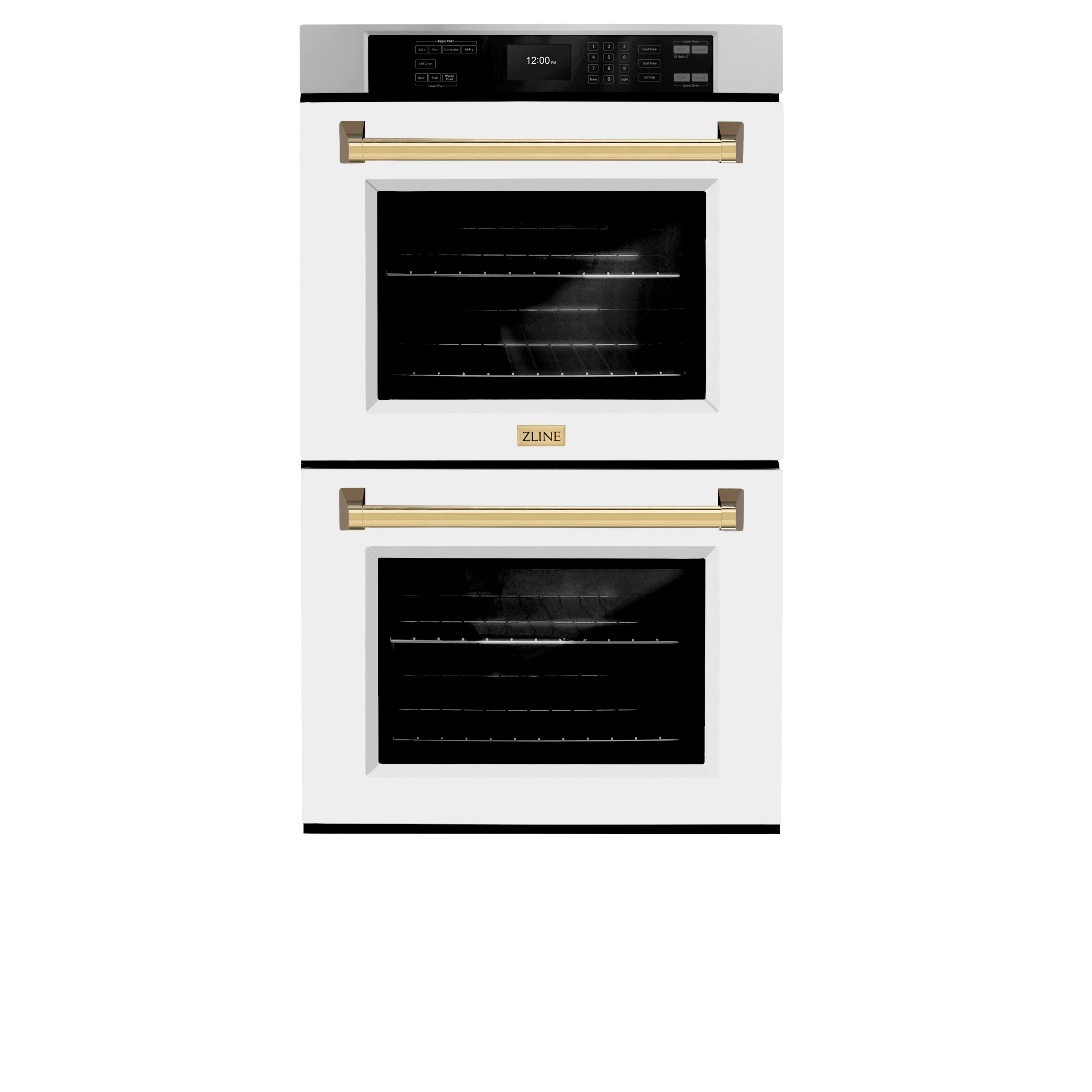 ZLINE 30 in. Autograph Edition Professional True Convection Double Wall Oven with Air Fry and Self Clean in Stainless Steel with White Matte Doors and Polished Gold Handles (WADZ-WM-30-G) - Image 3