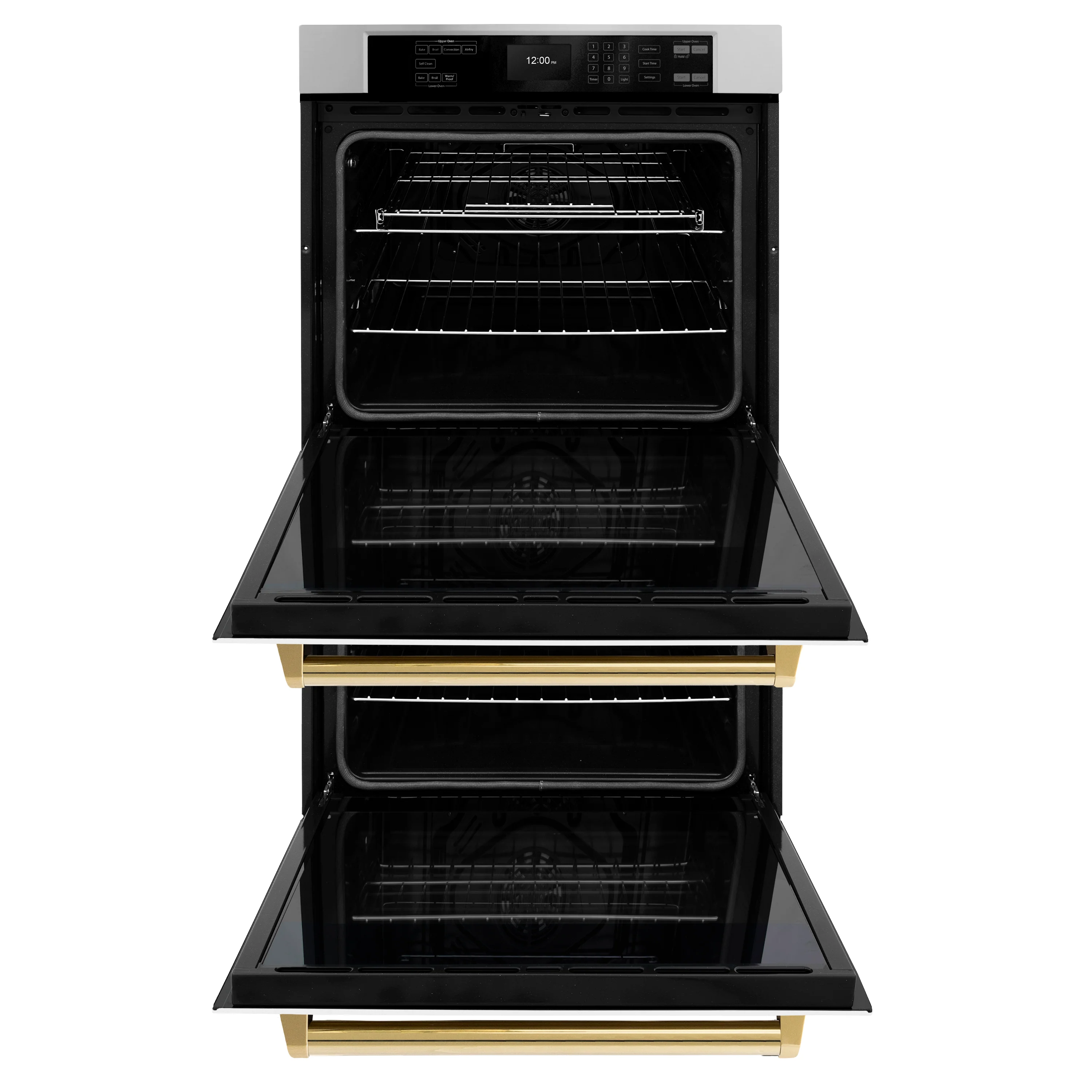 ZLINE 30 in. Autograph Edition Professional True Convection Double Wall Oven with Air Fry and Self Clean in Stainless Steel with White Matte Doors and Polished Gold Handles (WADZ-WM-30-G) - Image 4