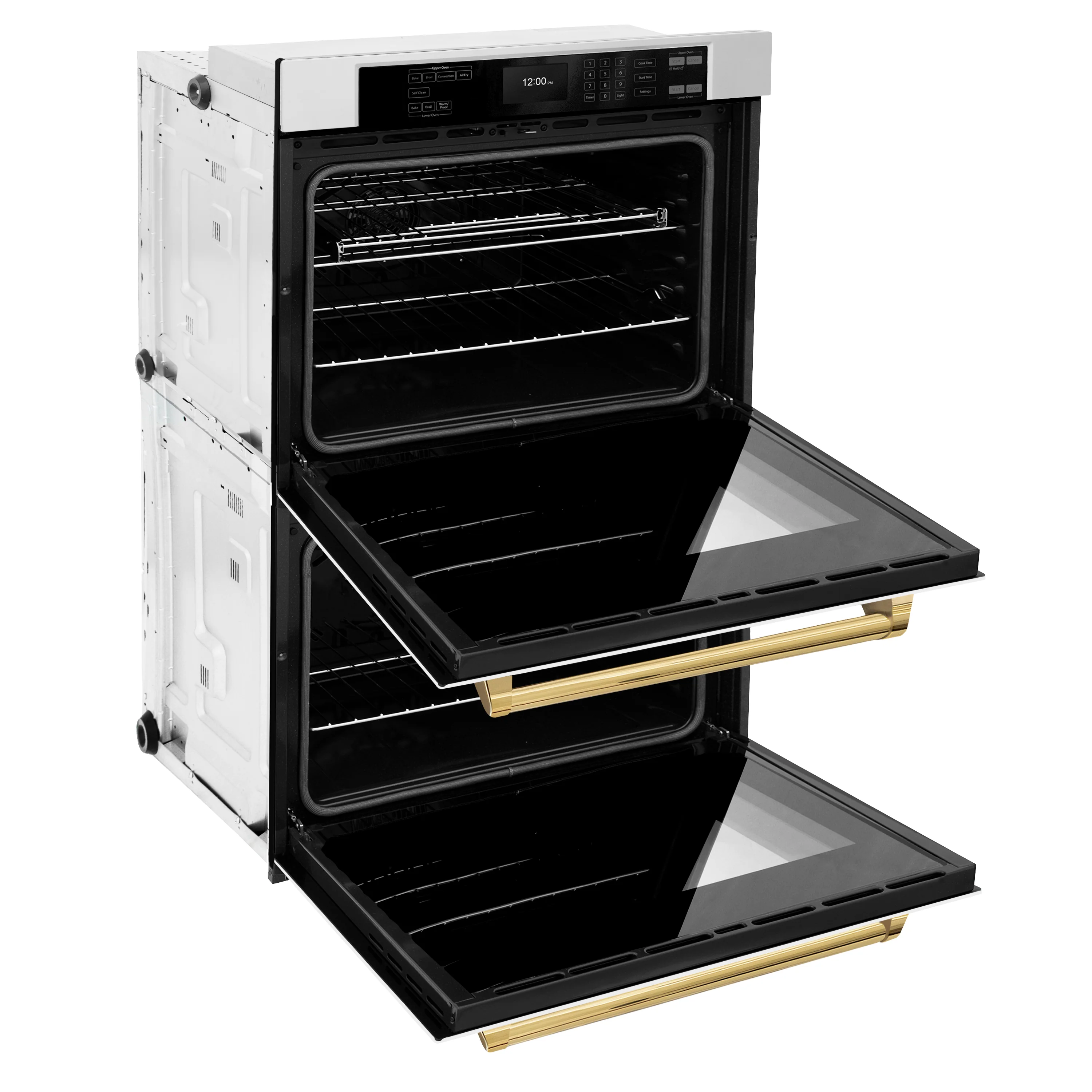 ZLINE 30 in. Autograph Edition Professional True Convection Double Wall Oven with Air Fry and Self Clean in Stainless Steel with White Matte Doors and Polished Gold Handles (WADZ-WM-30-G) - Image 7