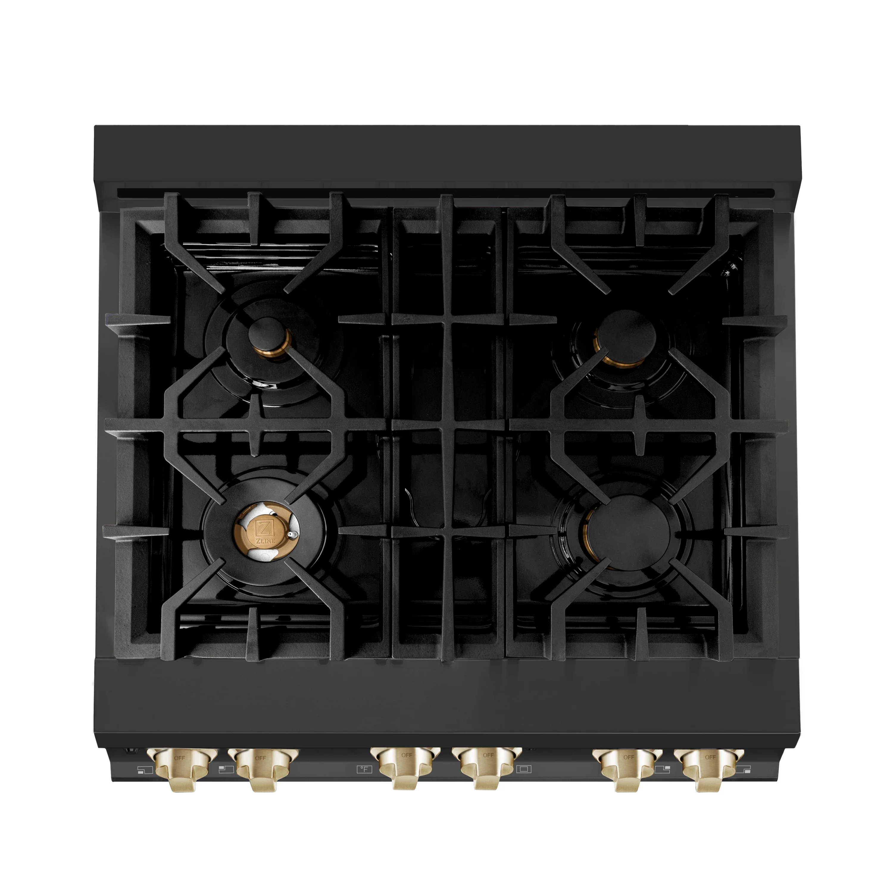 ZLINE Autograph Edition 30 in. 4.0 cu. ft. Legacy Dual Fuel Range with 4 Burner Gas Cooktop and Electric Convection Oven in Black Stainless Steel and Polished Gold Accents, Open Box-Great Condition - Image 3
