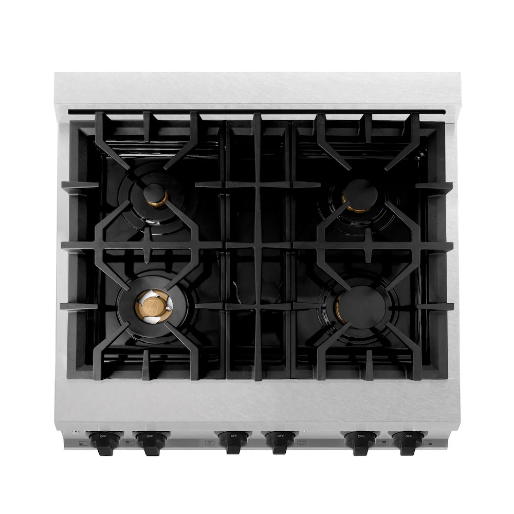 ZLINE Autograph Edition 30 in. 4.0 cu. ft. Legacy Dual Fuel Range with 4 Burner Gas Cooktop and Electric Convection Oven in Satin Stainless Steel and Matte Black Accents, Open Box-Great Condition - Image 2