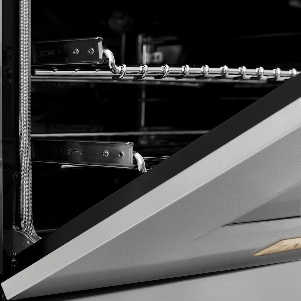 ZLINE Autograph Edition 30 in. 4.0 cu. ft. Legacy Dual Fuel Range with 4 Burner Gas Cooktop and Electric Convection Oven in Satin Stainless Steel and Polished Gold Accents, Open Box-Great Condition - Image 12