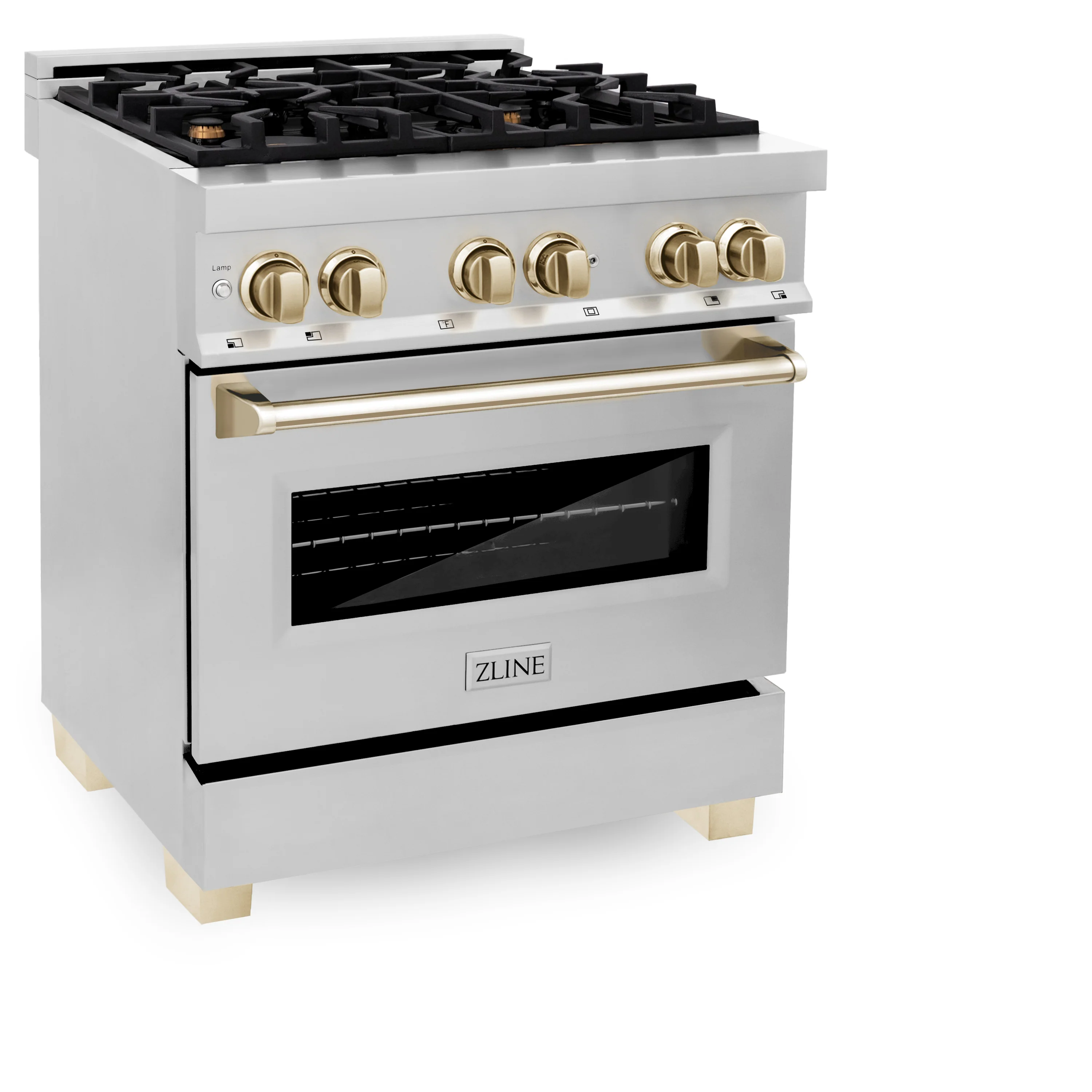 ZLINE Autograph Edition 30 in. 4.0 cu. ft. Legacy Dual Fuel Range with 4 Burner Gas Cooktop and Electric Convection Oven in Stainless Steel and Polished Gold Accents, Open Box-Great Condition - Image 5