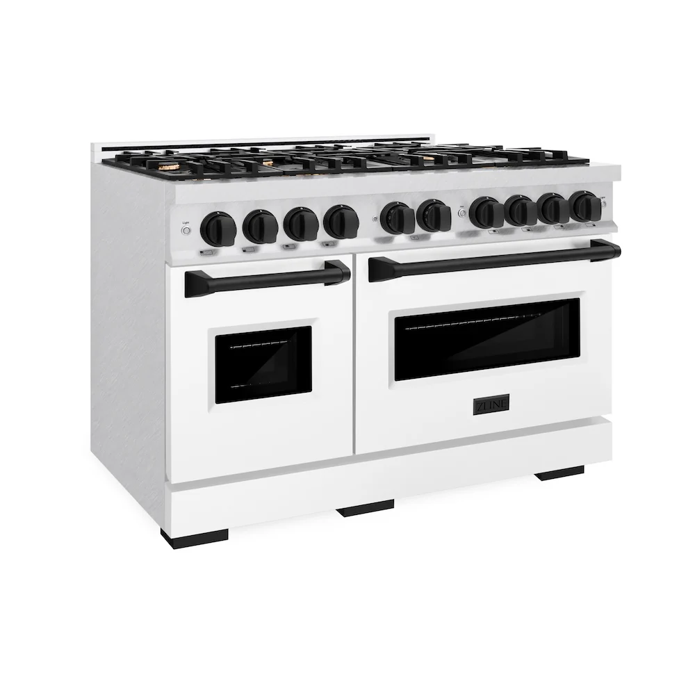 ZLINE Autograph Edition 30 in. 4.2 cu. ft. Classic Dual Fuel Range with 4 Burner Gas Cooktop and Electric Convection Oven in Satin Stainless Steel with Matte Black Accents, Open Box-Great Condition
