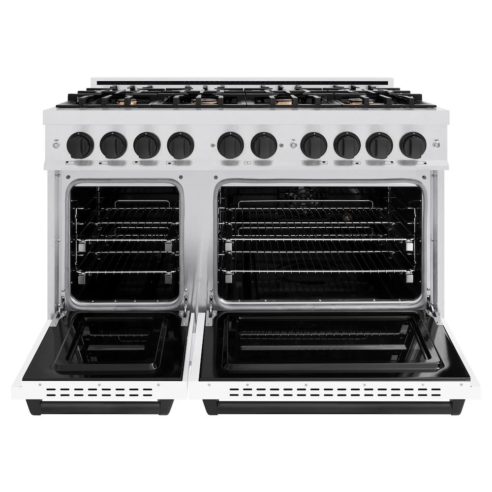ZLINE Autograph Edition 30 in. 4.2 cu. ft. Classic Dual Fuel Range with 4 Burner Gas Cooktop and Electric Convection Oven in Satin Stainless Steel with Matte Black Accents, Open Box-Great Condition - Image 5