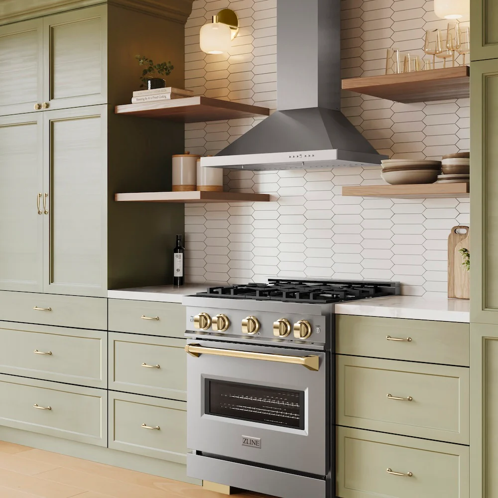 ZLINE Autograph Edition 30 in. 4.2 cu. ft. Classic Gas Range with 4 Burner Cooktop and Convection Gas Oven in Stainless Steel and Polished Gold Accents, Open Box-Great Condition - Image 12