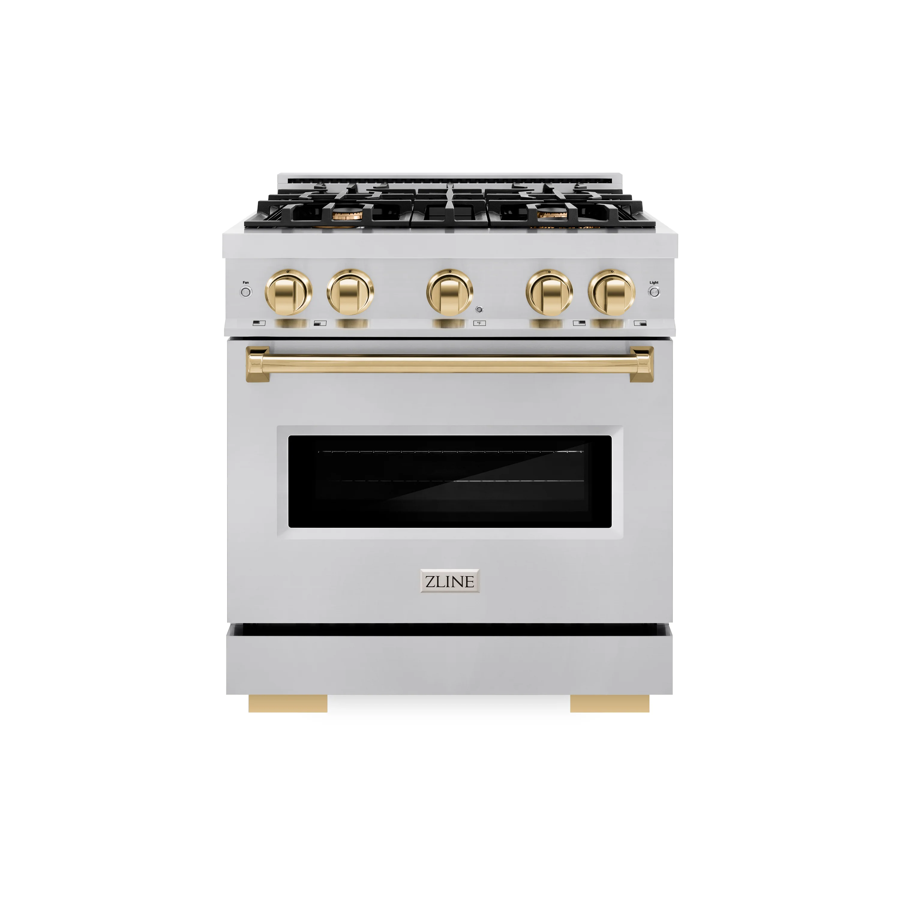 ZLINE Autograph Edition 30 in. 4.2 cu. ft. Classic Gas Range with 4 Burner Cooktop and Convection Gas Oven in Stainless Steel and Polished Gold Accents, Open Box-Great Condition - Image 5