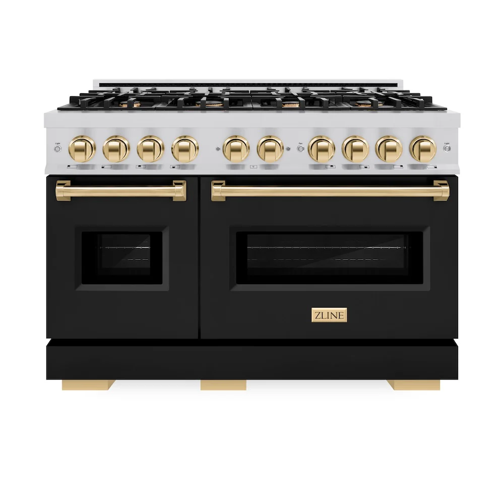 ZLINE Autograph Edition 30 in. 4.2 cu. ft. Classic Gas Range with 4 Burner Cooktop and Convection Gas Oven in Stainless Steel with White Matte Door and Champagne Bronze Accents, Open Box-Great Condition - Image 3