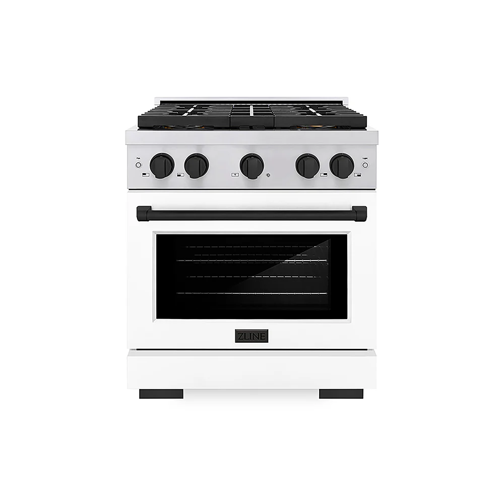 ZLINE Autograph Edition 30 in. 4.2 cu. ft. Paramount Dual Fuel Range with 4 Burner DuoPro™ Cooktop and Electric Convection Oven in Stainless Steel with White Matte Door and Matte Black Accents, Open Box-Great Condition - Image 3