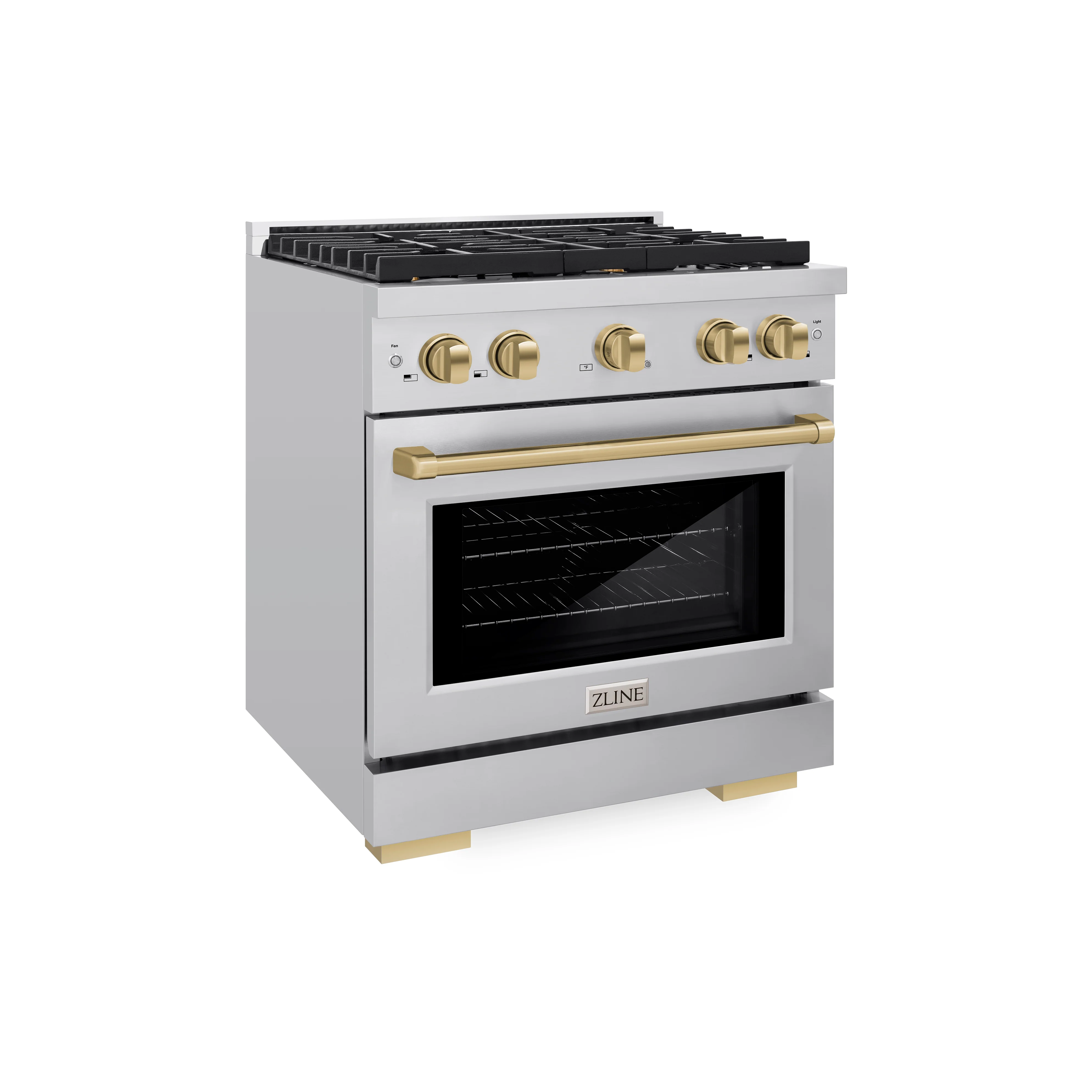 ZLINE Autograph Edition 30 in. 4.2 cu. ft. Paramount Dual Fuel Range with 4 Burner Gas Cooktop and Electric Convection Oven in Stainless Steel with Champagne Bronze Accents, Open Box-Great Condition