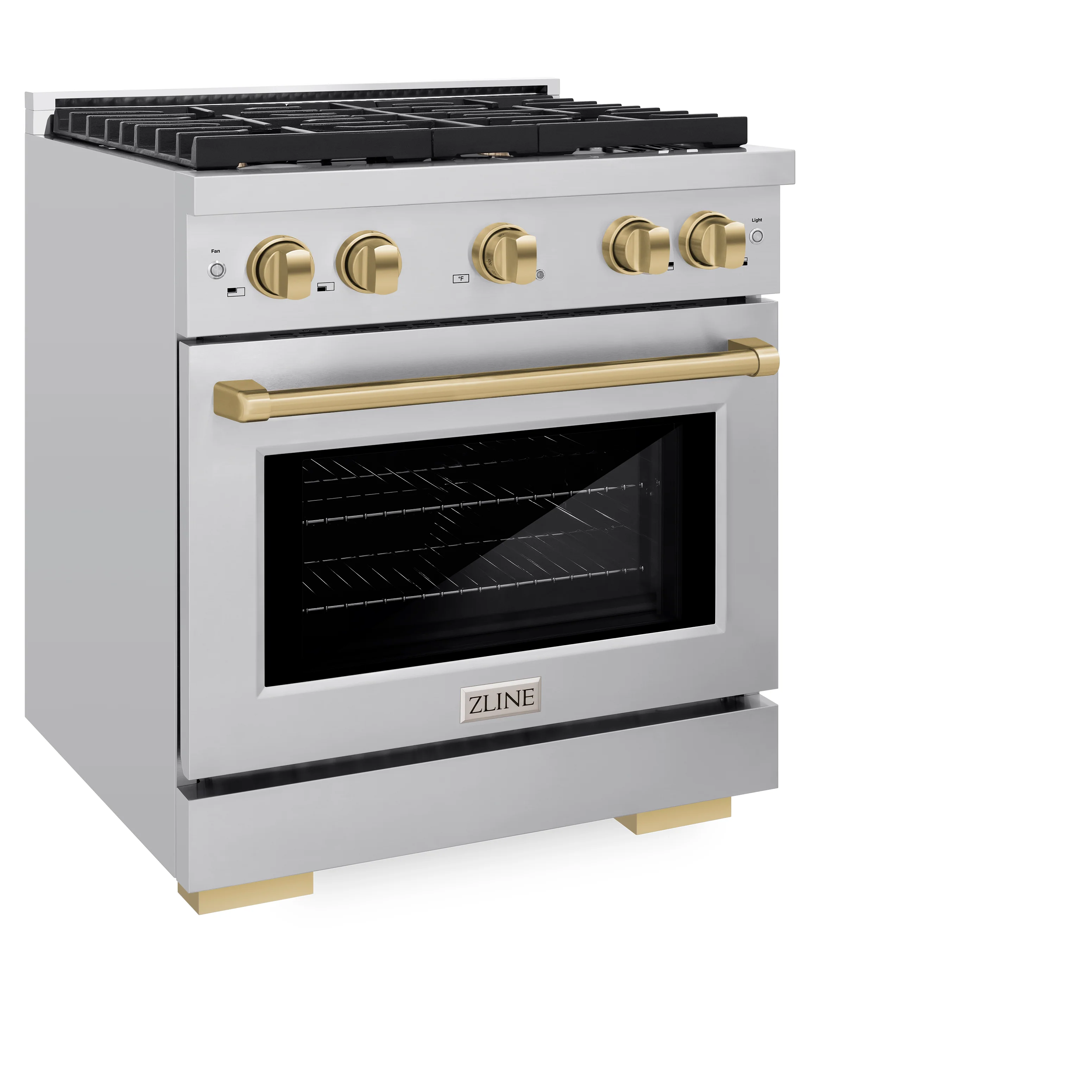 ZLINE Autograph Edition 30 in. 4.2 cu. ft. Paramount Dual Fuel Range with 4 Burner Gas Cooktop and Electric Convection Oven in Stainless Steel with Champagne Bronze Accents, Open Box-Great Condition - Image 6