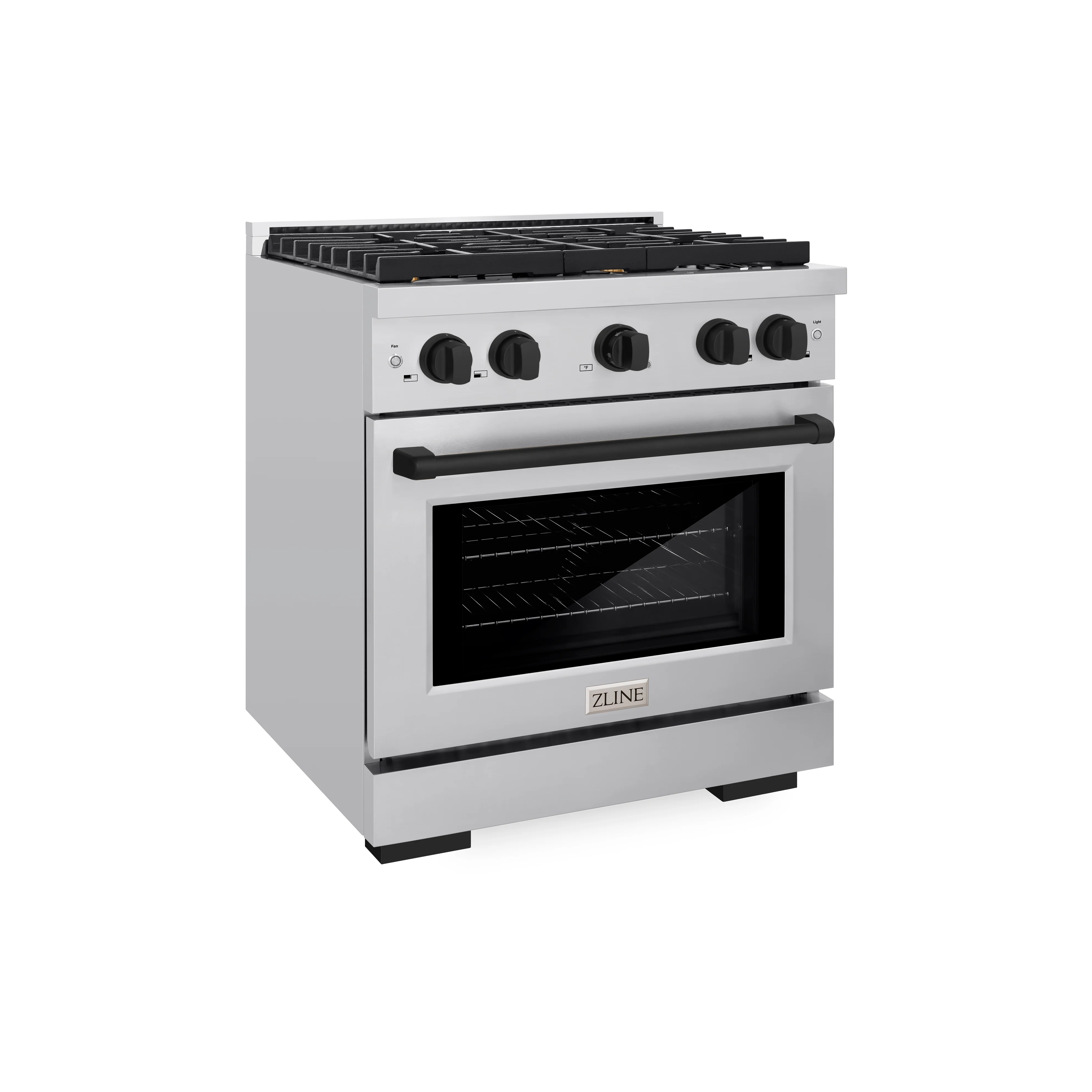 ZLINE Autograph Edition 30 in. 4.2 cu. ft. Paramount Dual Fuel Range with 4 Burner Gas Cooktop and Electric Convection Oven in Stainless Steel with Matte Black Accents, Open Box-Great Condition