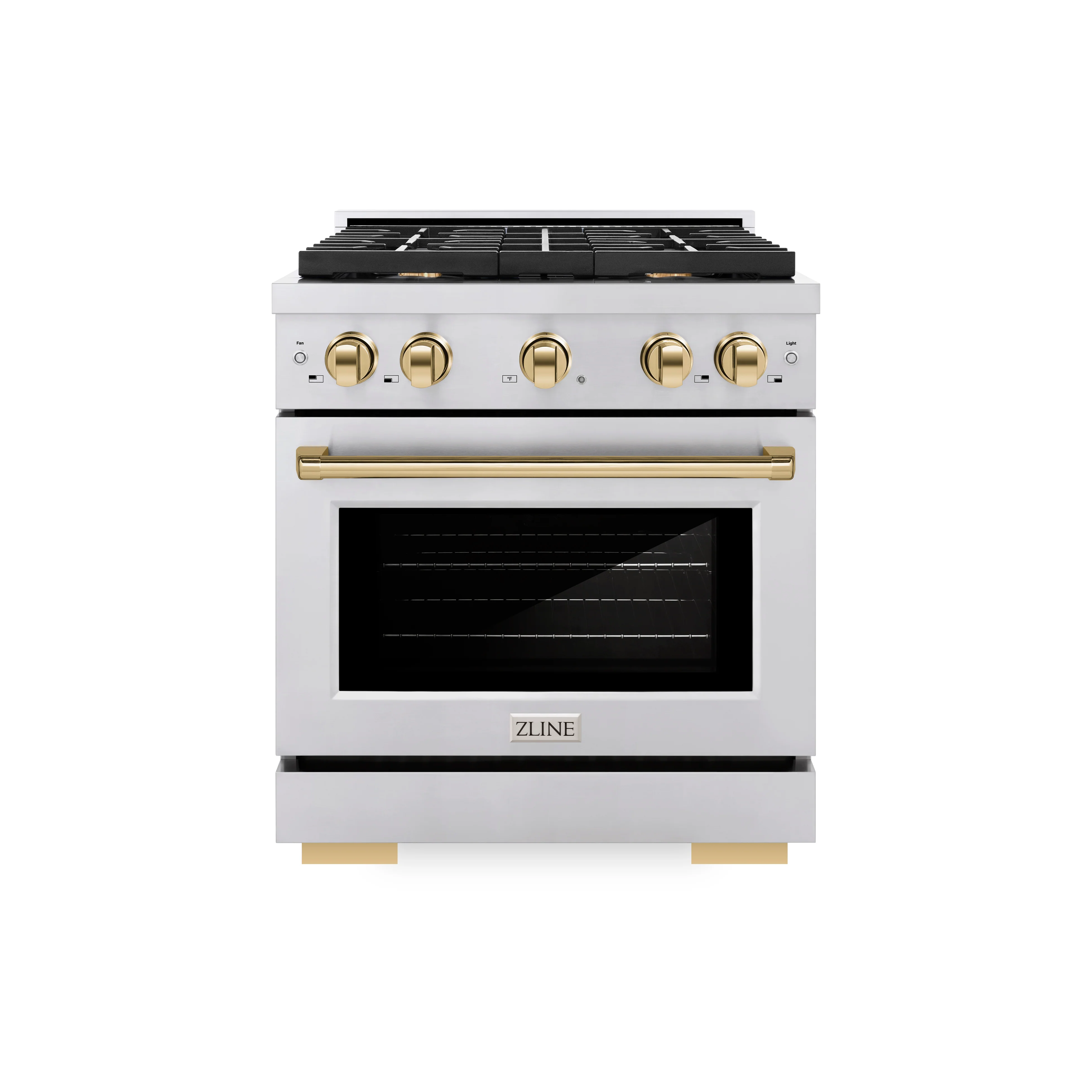 ZLINE Autograph Edition 30 in. 4.2 cu. ft. Paramount Dual Fuel Range with 4 Burner Gas Cooktop and Electric Convection Oven in Stainless Steel with Polished Gold Accents, Open Box-Great Condition - Image 3