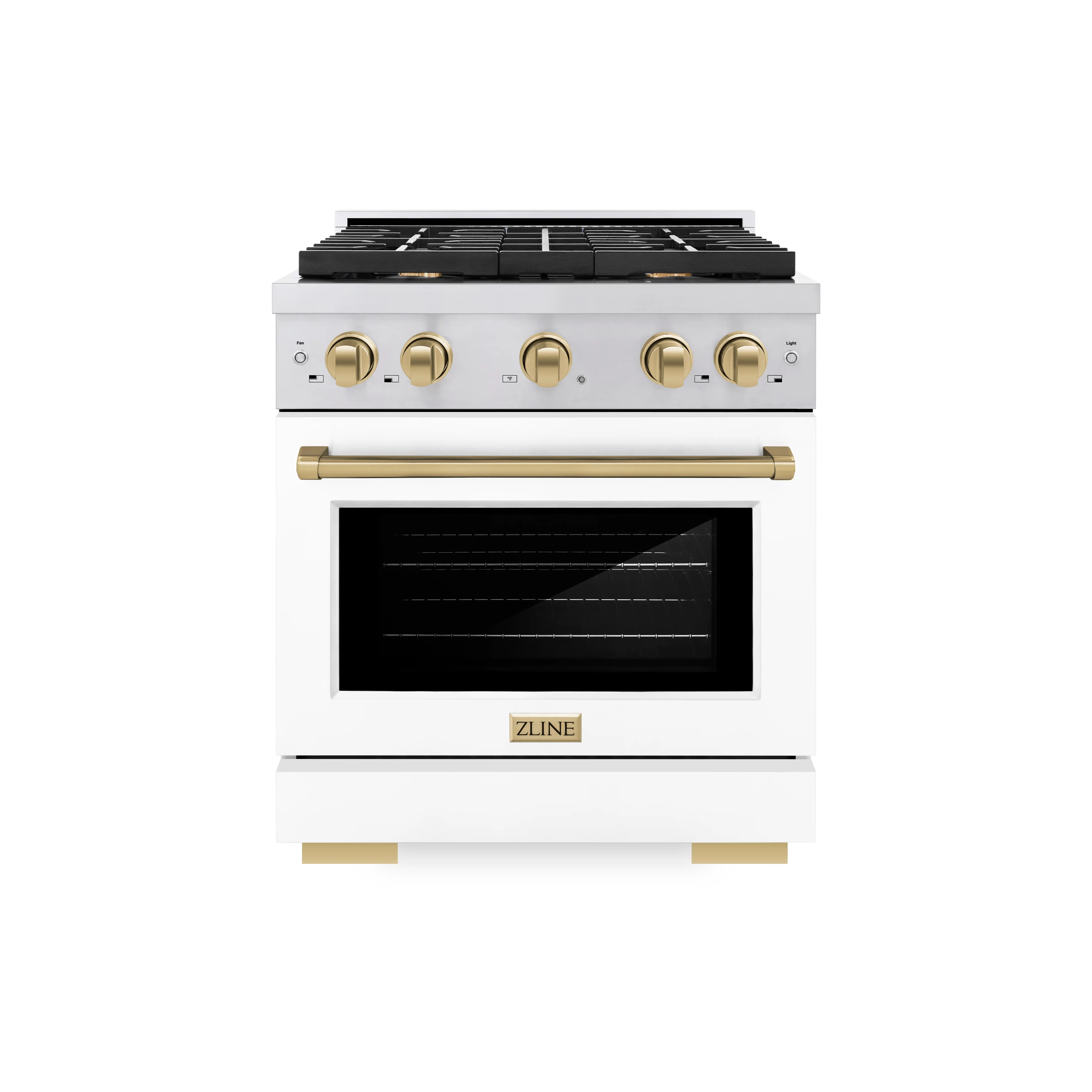 ZLINE Autograph Edition 30 in. 4.2 cu. ft. Paramount Dual Fuel Range with 4 Burner Gas Cooktop and Electric Convection Oven in Stainless Steel with White Matte Door and Champagne Bronze Accents, Open Box-Great Condition - Image 3