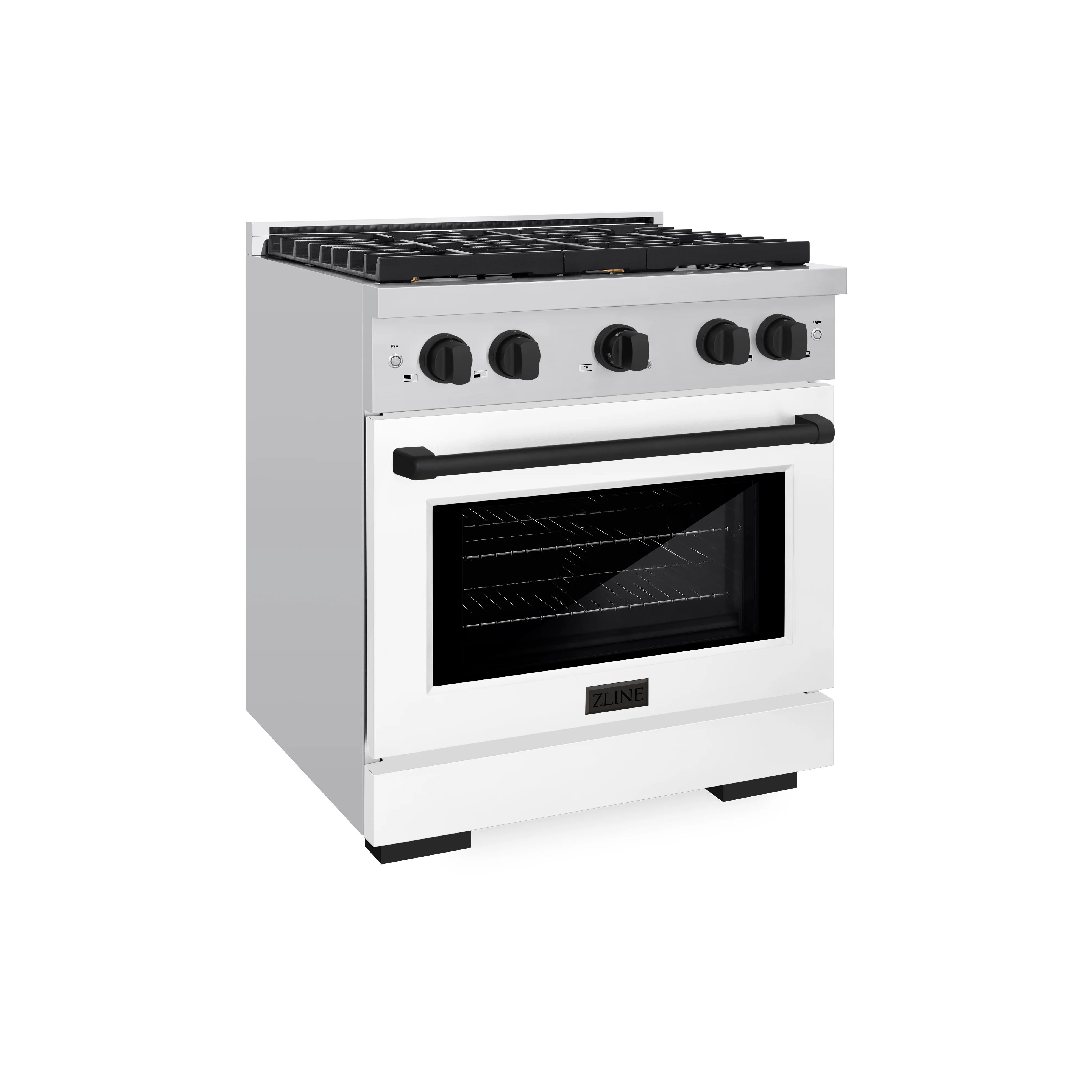 ZLINE Autograph Edition 30 in. 4.2 cu. ft. Paramount Dual Fuel Range with 4 Burner Gas Cooktop and Electric Convection Oven in Stainless Steel with White Matte Door and Matte Black Accents, Open Box-Great Condition