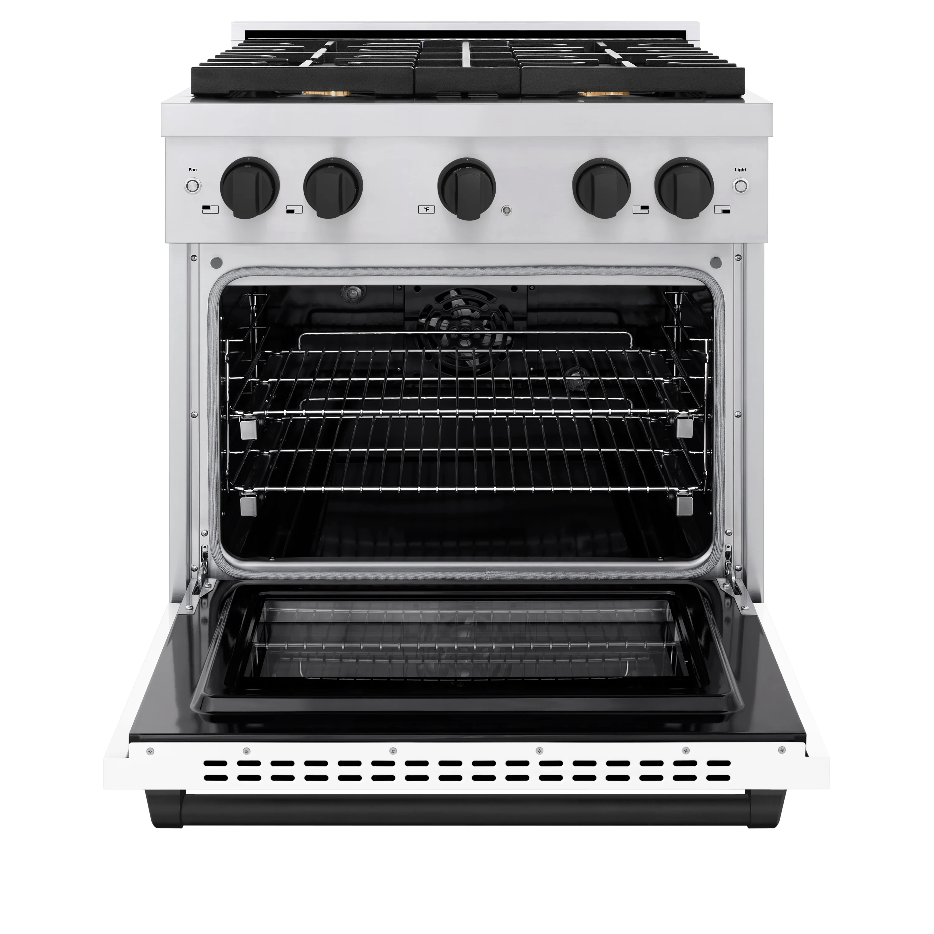 ZLINE Autograph Edition 30 in. 4.2 cu. ft. Paramount Dual Fuel Range with 4 Burner Gas Cooktop and Electric Convection Oven in Stainless Steel with White Matte Door and Matte Black Accents, Open Box-Great Condition - Image 5