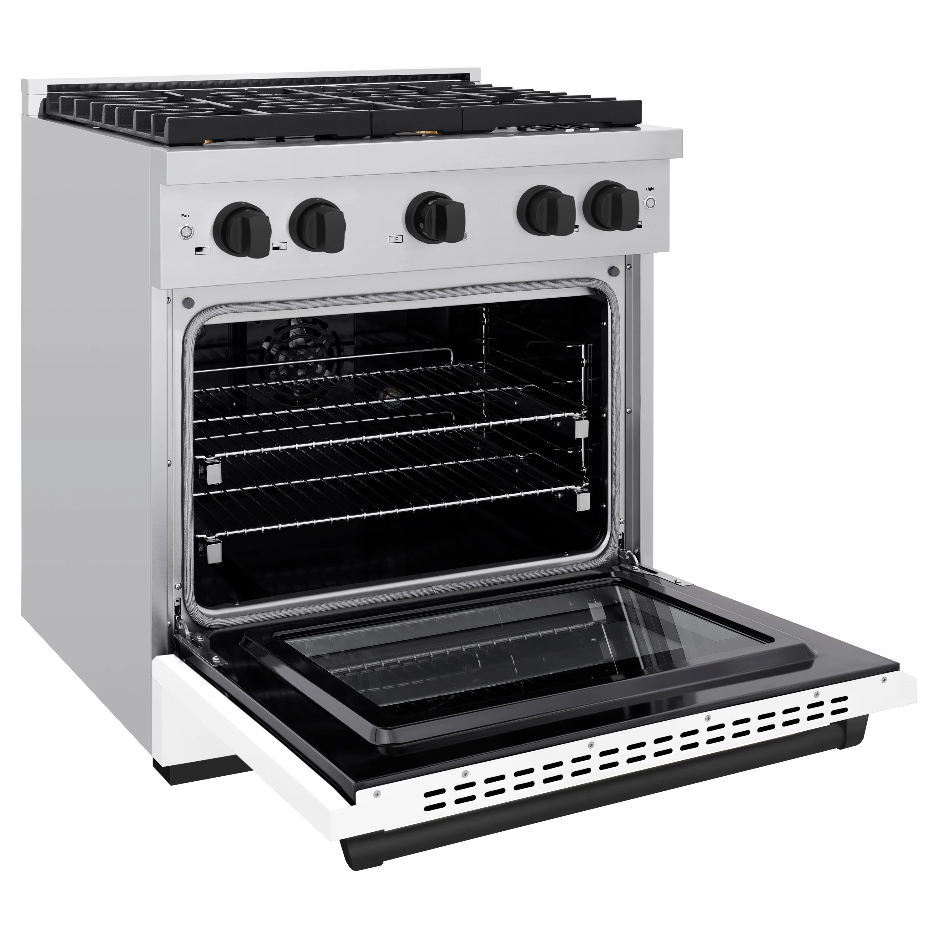 ZLINE Autograph Edition 30 in. 4.2 cu. ft. Paramount Dual Fuel Range with 4 Burner Gas Cooktop and Electric Convection Oven in Stainless Steel with White Matte Door and Matte Black Accents, Open Box-Great Condition - Image 7