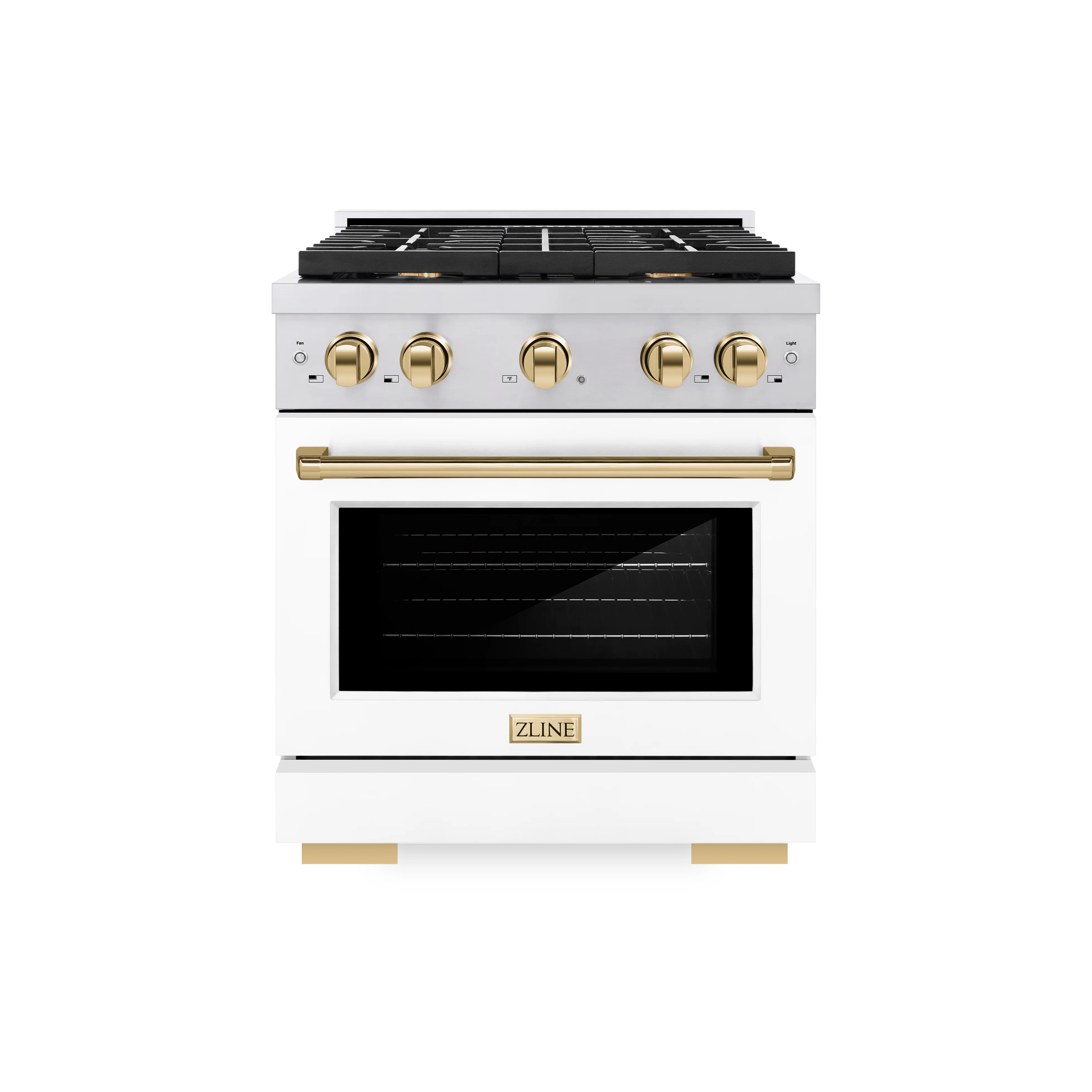 ZLINE Autograph Edition 30 in. 4.2 cu. ft. Paramount Dual Fuel Range with 4 Burner Gas Cooktop and Electric Convection Oven in Stainless Steel with White Matte Door and Polished Gold Accents, Open Box-Great Condition - Image 3