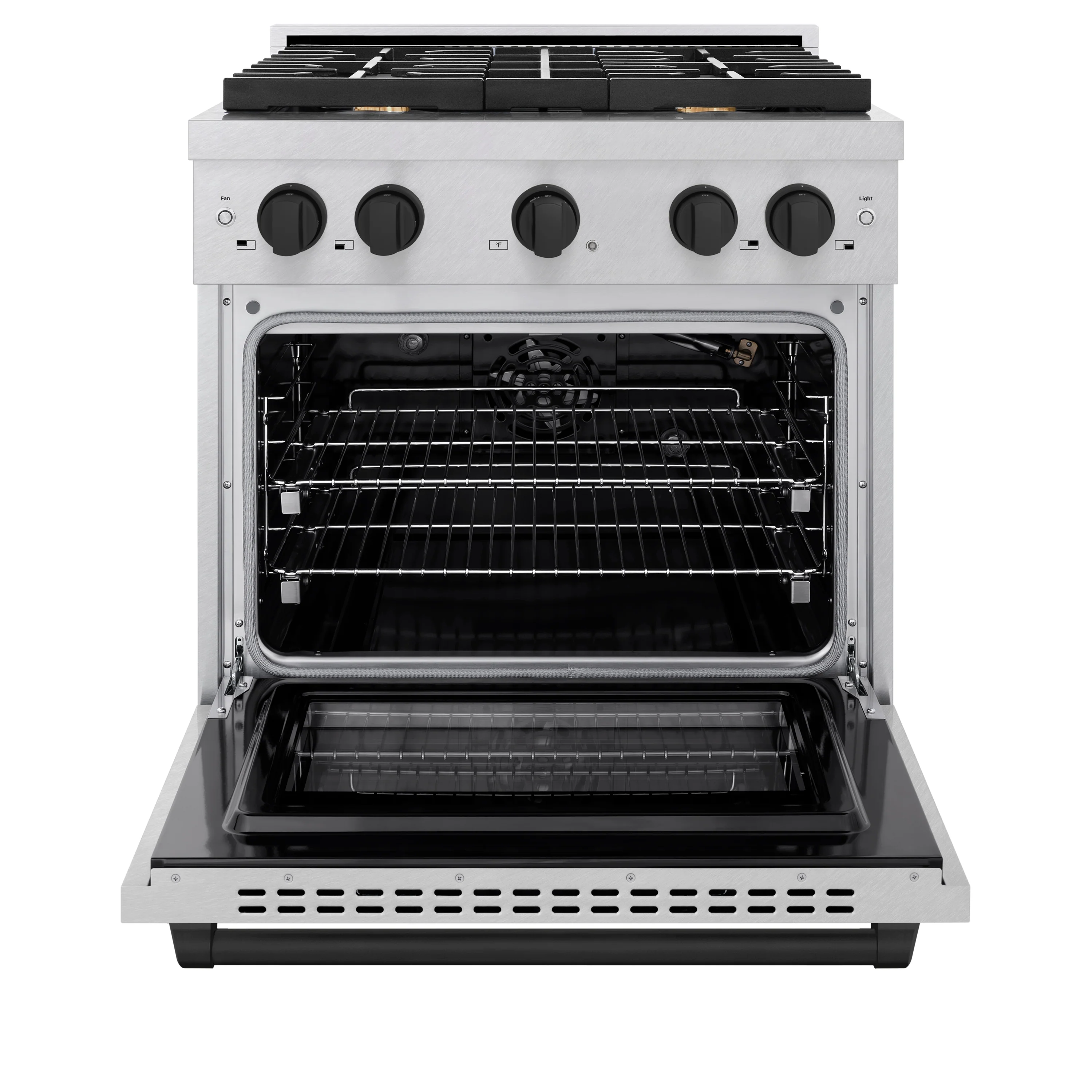 ZLINE Autograph Edition 30 in. 4.2 cu. ft. Paramount Gas Range with 4 Burner Cooktop and Convection Gas Oven in Satin Stainless Steel and Matte Black Accents, Open Box-Great Condition - Image 5