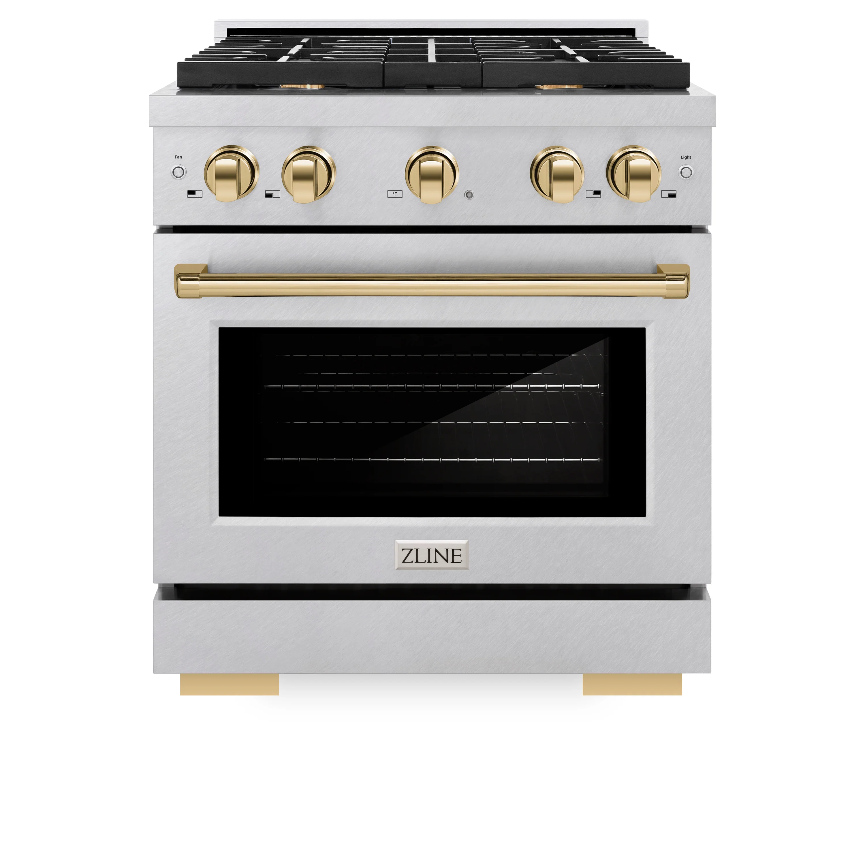ZLINE Autograph Edition 30 in. 4.2 cu. ft. Paramount Gas Range with 4 Burner Cooktop and Convection Gas Oven in Satin Stainless Steel and Polished Gold Accents, Open Box-Great Condition - Image 4