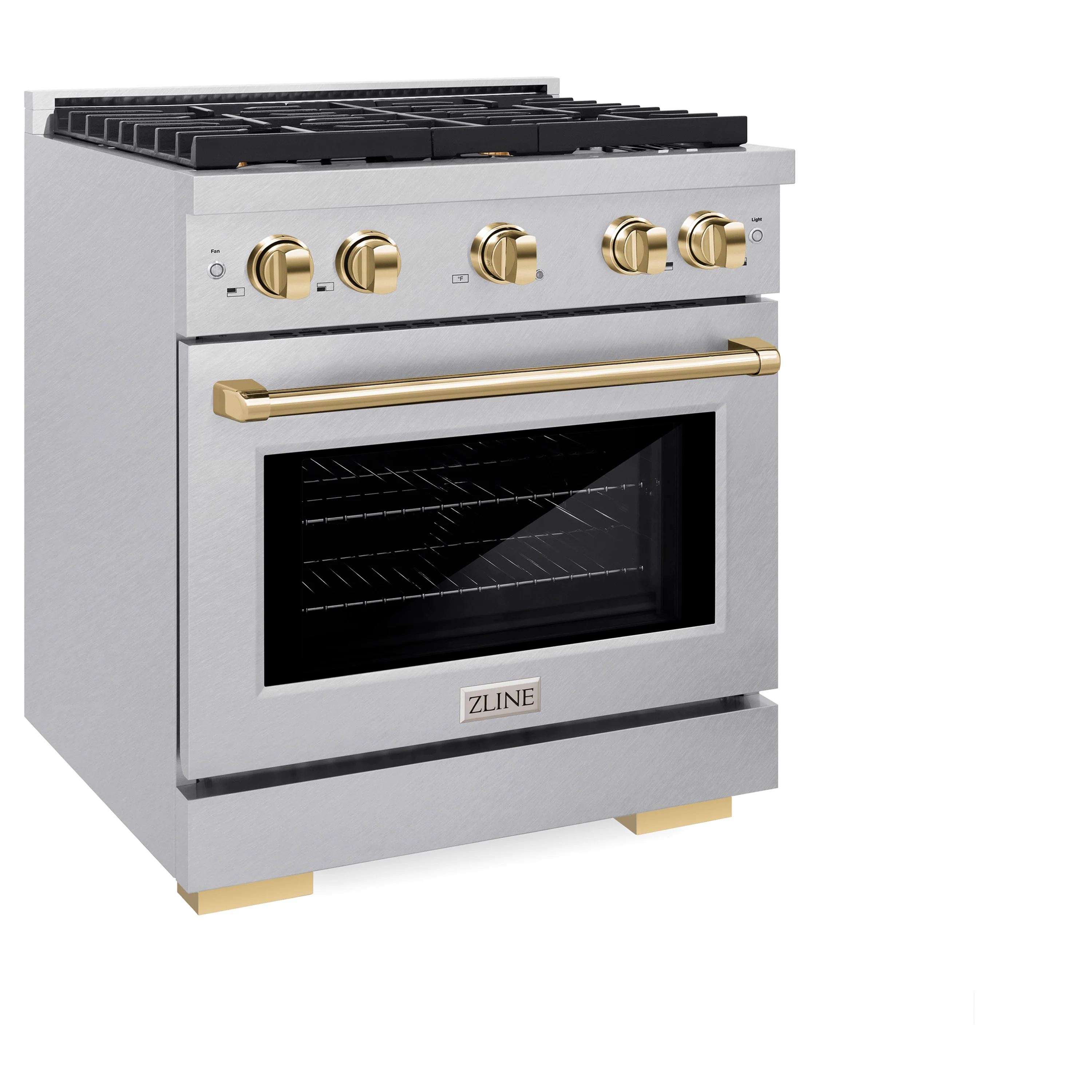 ZLINE Autograph Edition 30 in. 4.2 cu. ft. Paramount Gas Range with 4 Burner Cooktop and Convection Gas Oven in Satin Stainless Steel and Polished Gold Accents, Open Box-Great Condition - Image 6