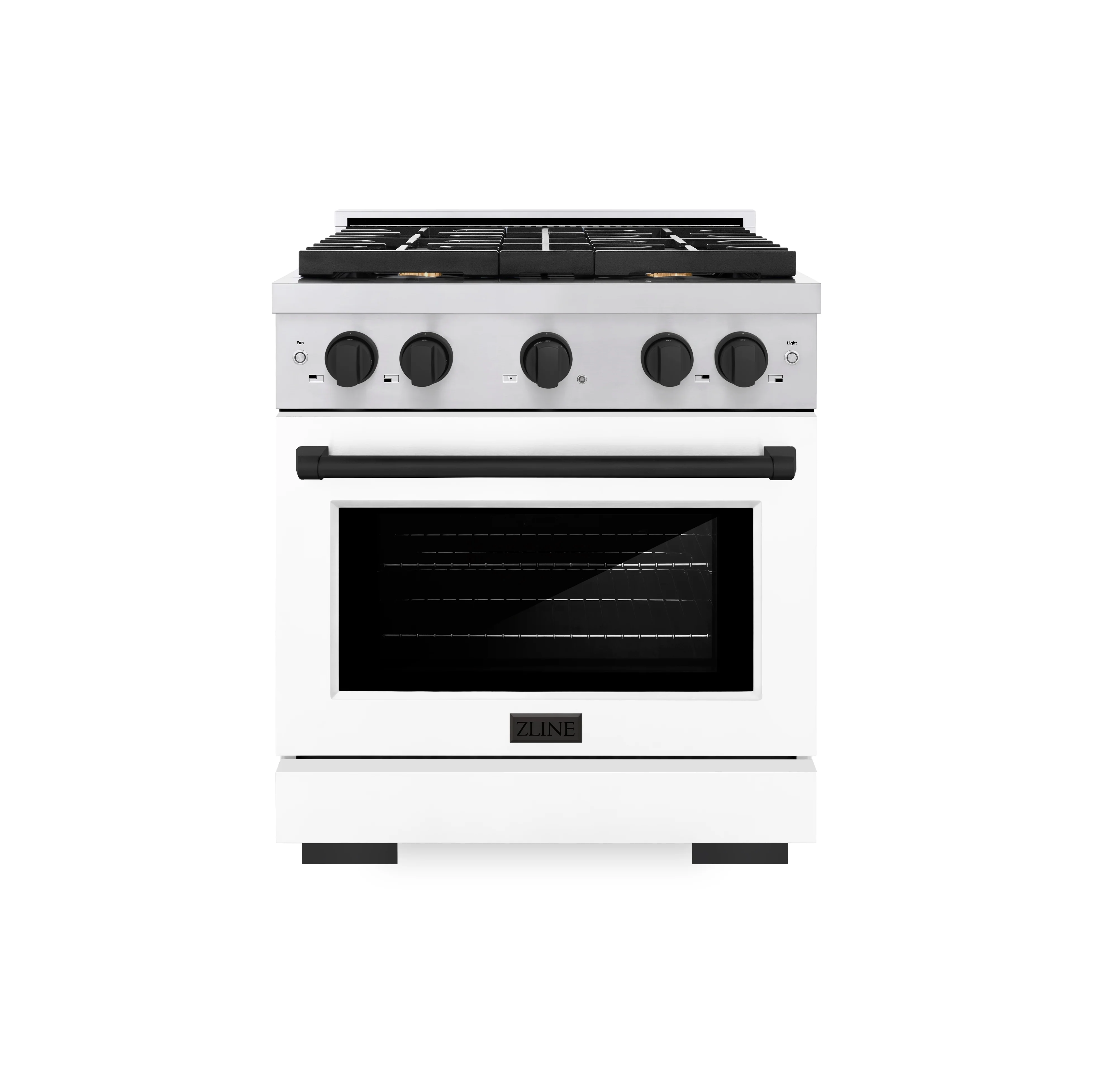 ZLINE Autograph Edition 30 in. 4.2 cu. ft. Paramount Gas Range with 4 Burner Cooktop and Convection Gas Oven in Stainless Steel with White Matte Door and Matte Black Accents, Open Box-Great Condition - Image 3